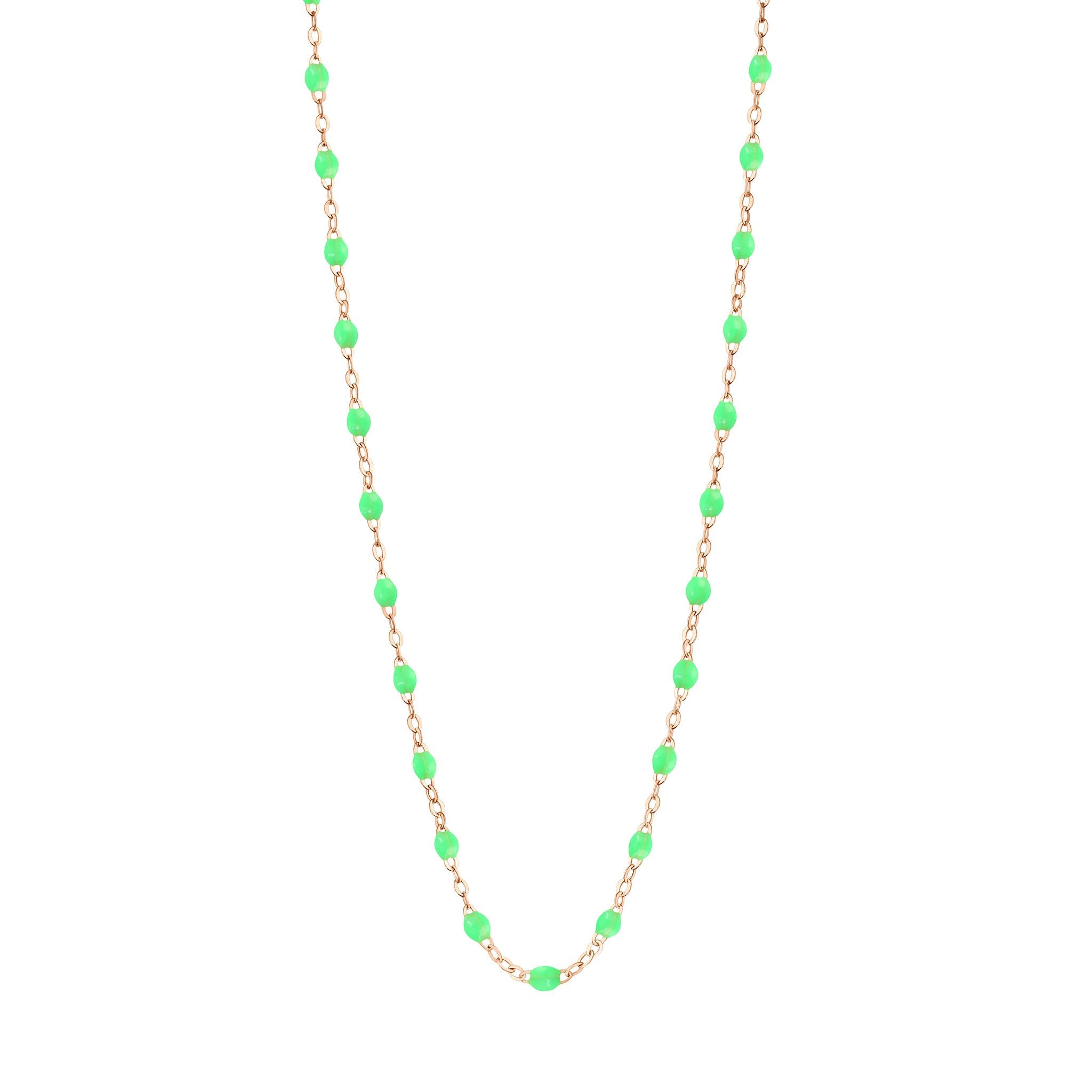 Collier vert fluo Classique Gigi, or rose, 45 cm