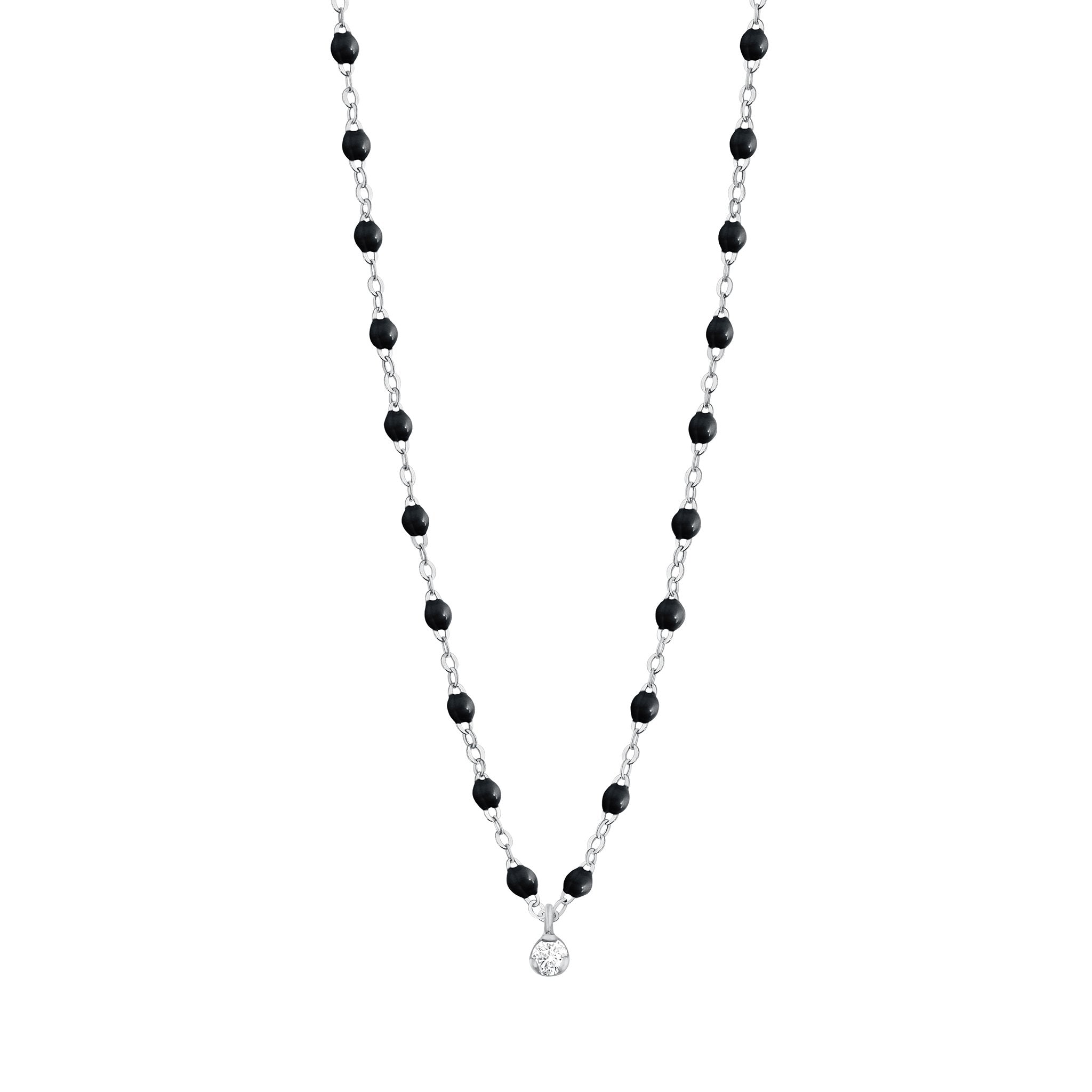 Collier noir Gigi Suprême, or blanc, 1 diamant, 42 cm gigi suprême Référence :  b1gs001g2042di -1