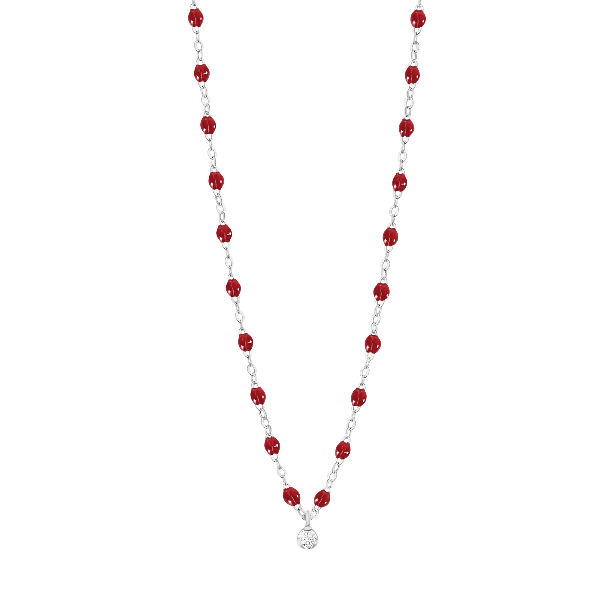 Collier rouge Gigi Suprême, or blanc, 1 diamant, 42 cm gigi suprême Référence :  b1gs001g3042di -1