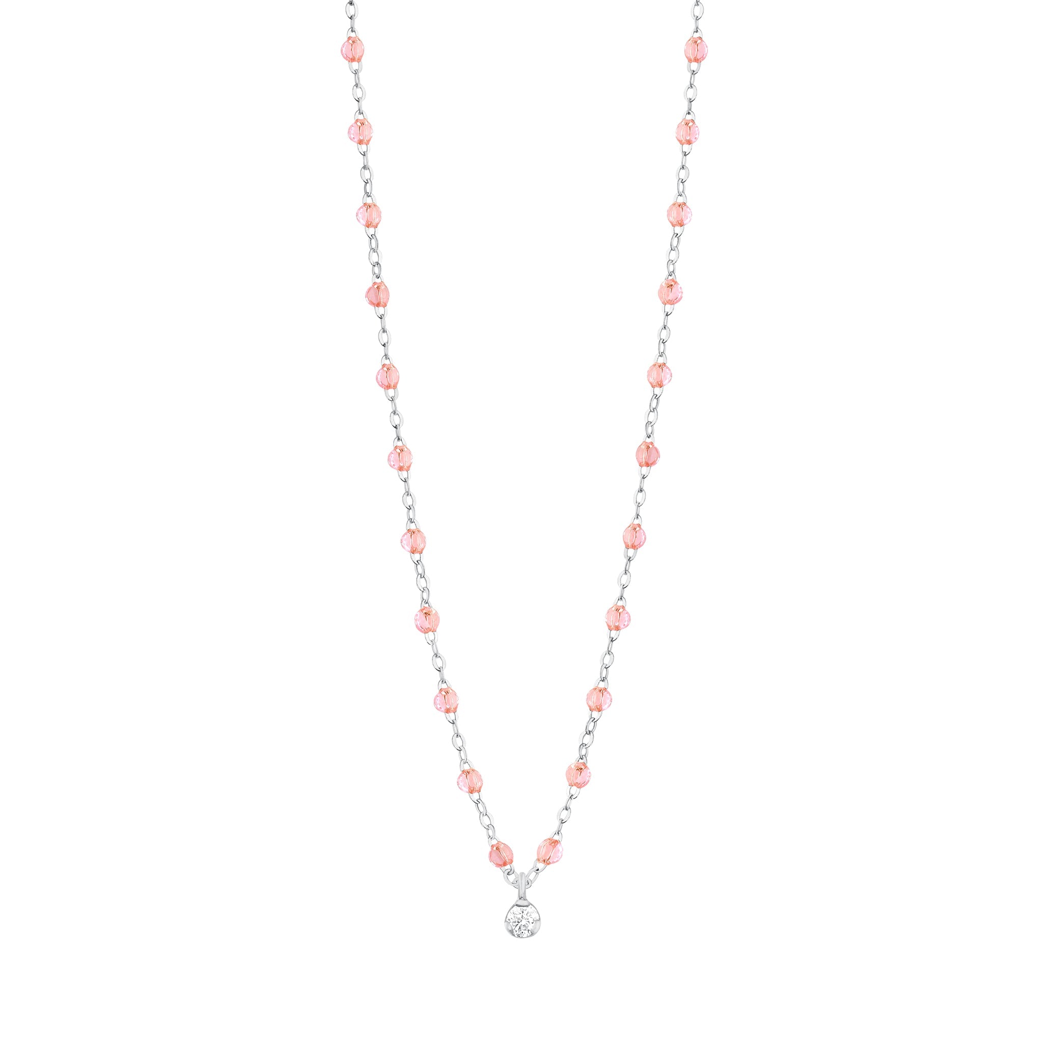 Collier rosée Gigi Suprême, or blanc, 1 diamant, 42 cm