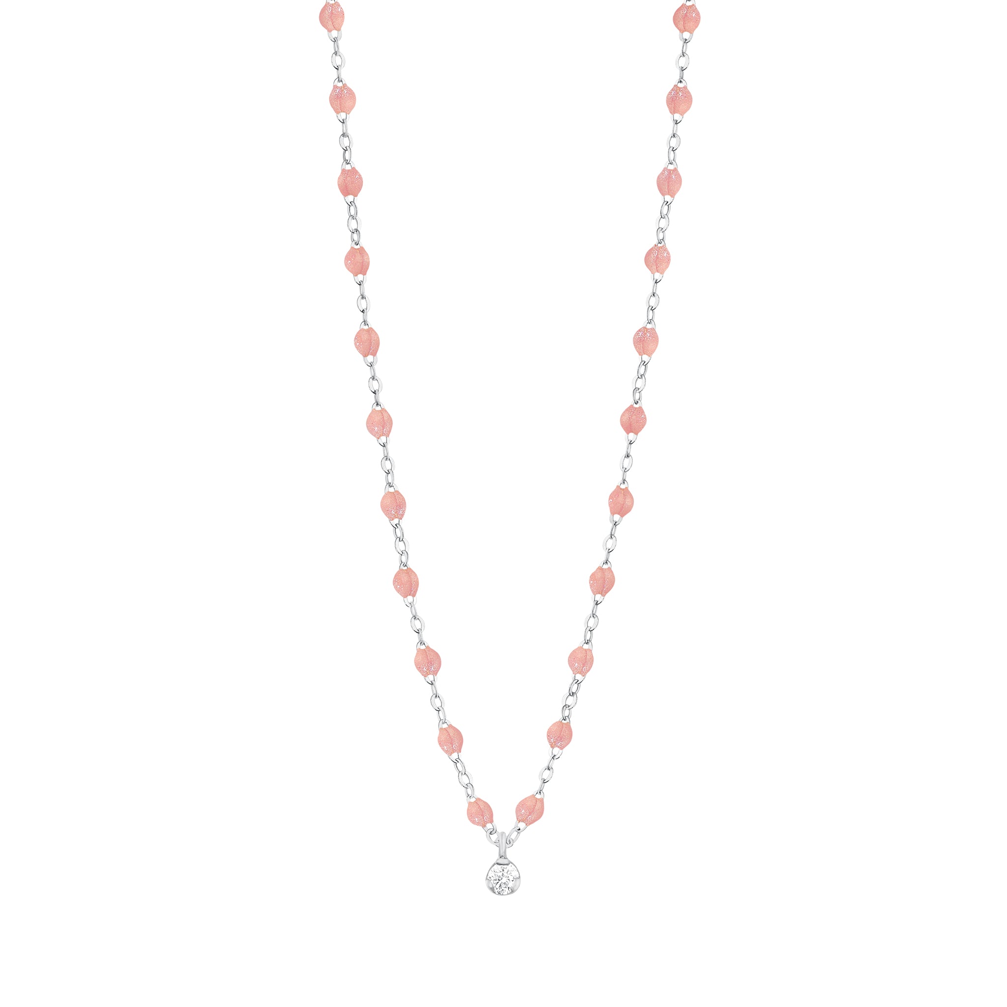 Collier blush Gigi Suprême, or blanc, 1 diamant, 42 cm gigi suprême Référence :  b1gs001g6342di -1