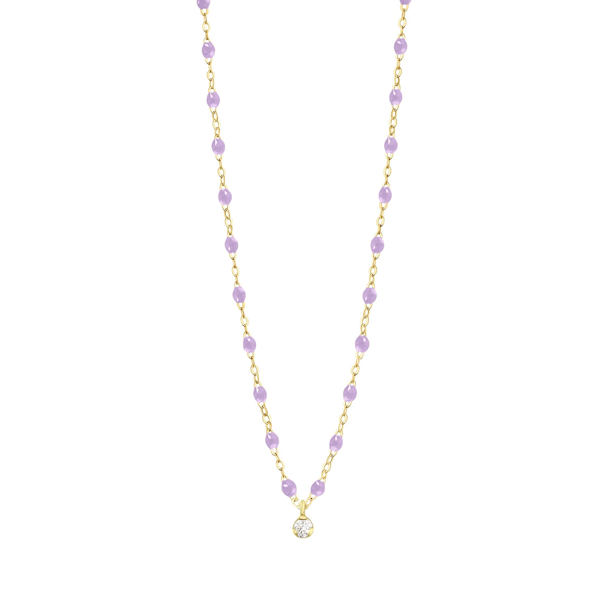 Collier parme Gigi Suprême, or jaune, 1 diamant, 42 cm