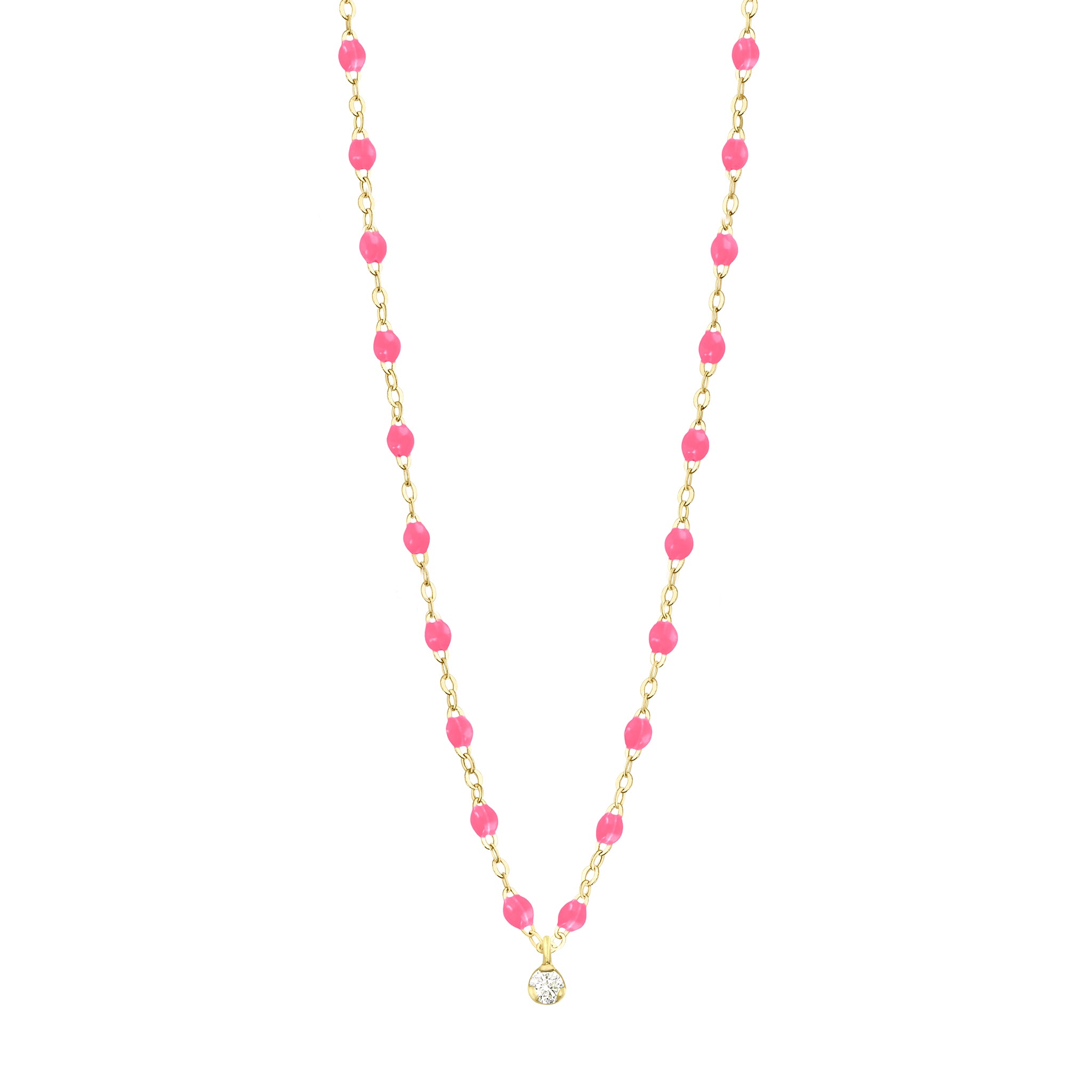 Collier rose fluo Gigi Suprême, or jaune, 1 diamant, 42 cm gigi suprême Référence :  b1gs001j2942di -1