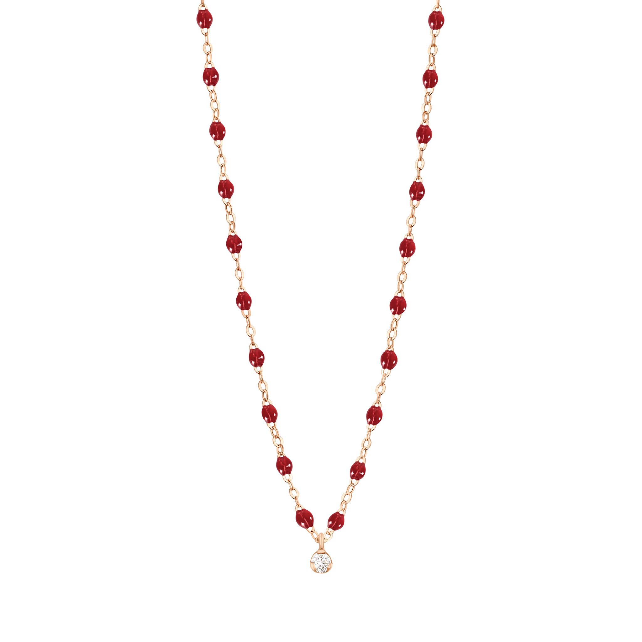 Collier rouge Gigi Suprême, or rose, 1 diamant, 42 cm