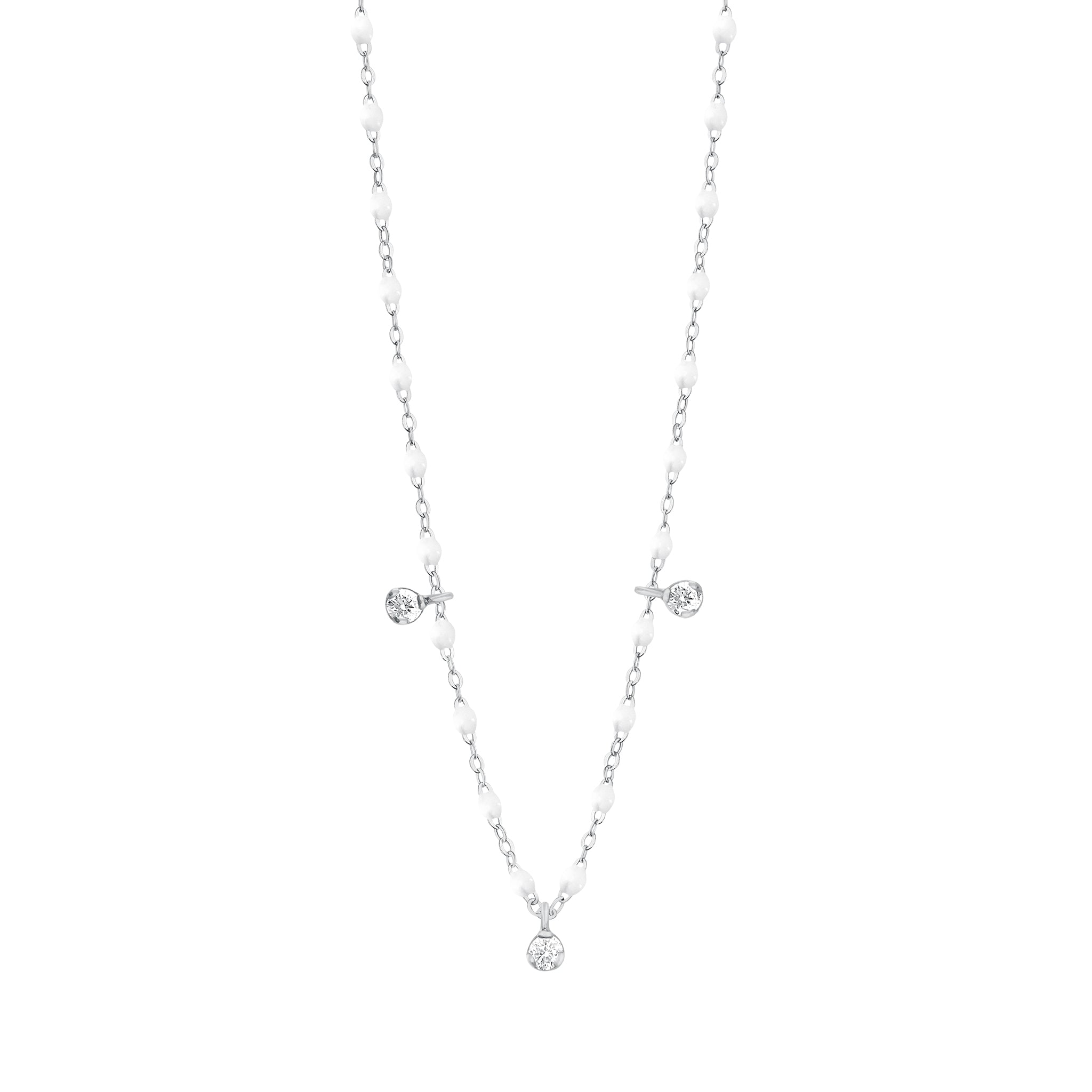 Collier blanc Gigi Suprême, or blanc, 3 diamants, 45 cm gigi suprême Référence :  b1gs003g0145di -1