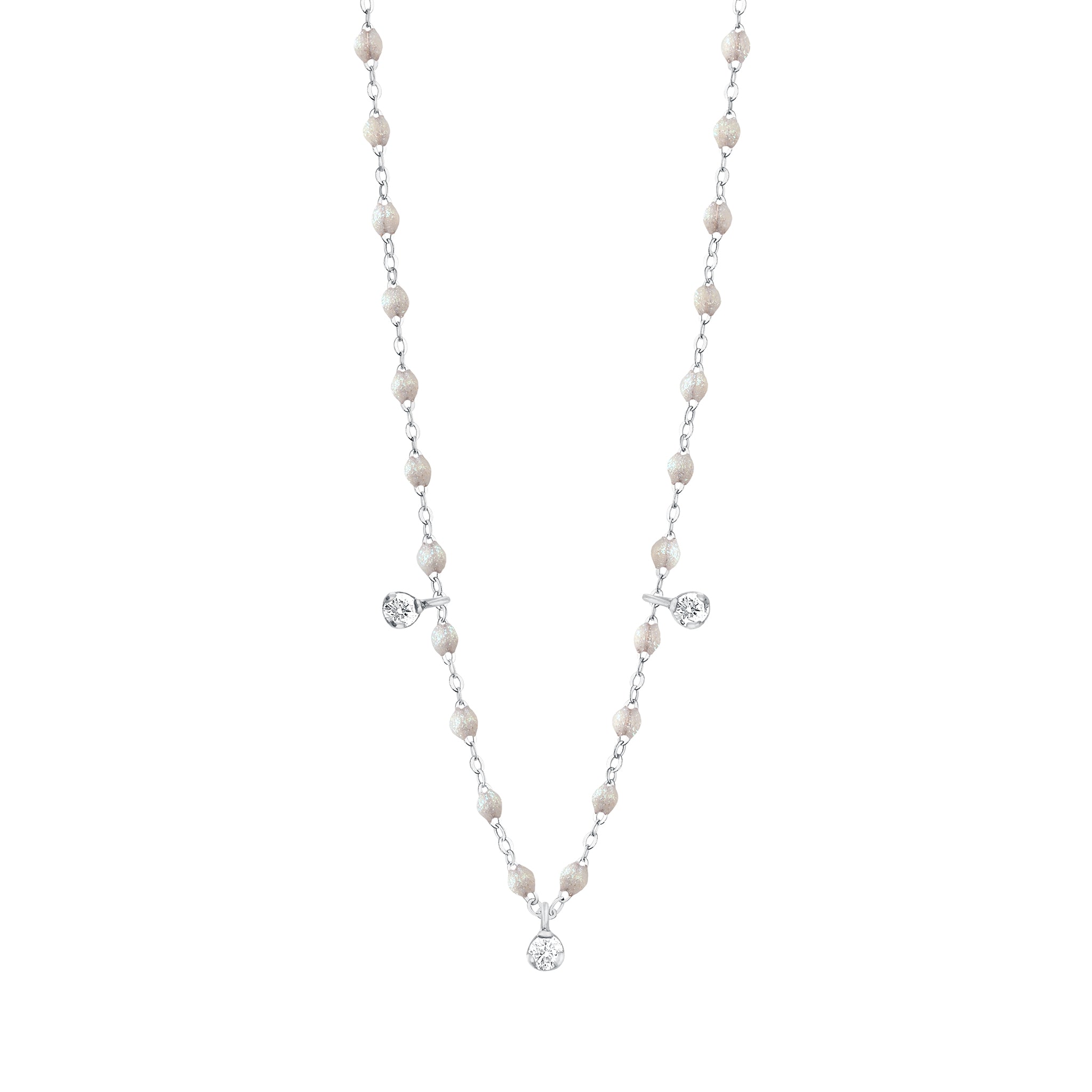 Collier opale Gigi Suprême, or blanc, 3 diamants, 45 cm gigi suprême Référence :  b1gs003g6145di -1