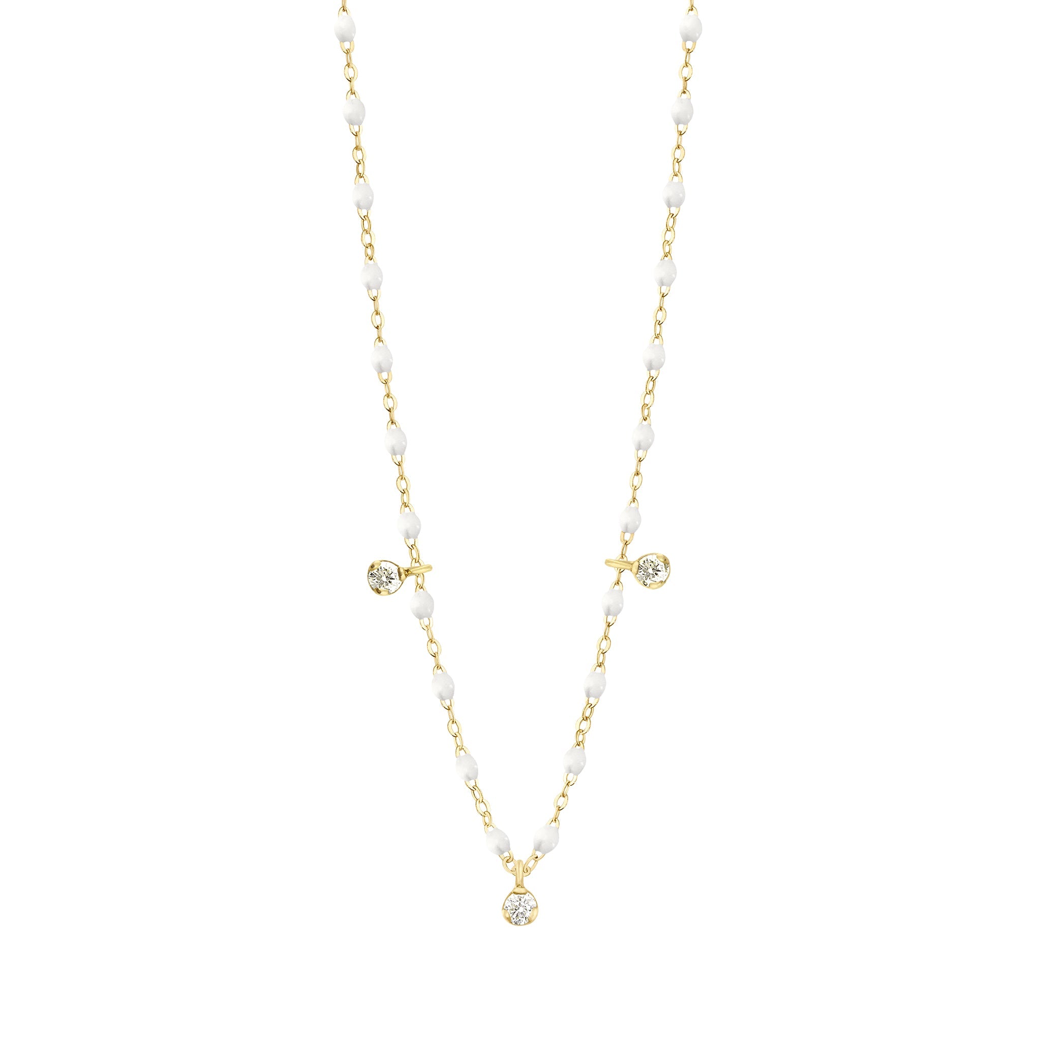 Collier blanc Gigi Suprême, or jaune, 3 diamants, 45 cm gigi suprême Référence :  b1gs003j0145di -1