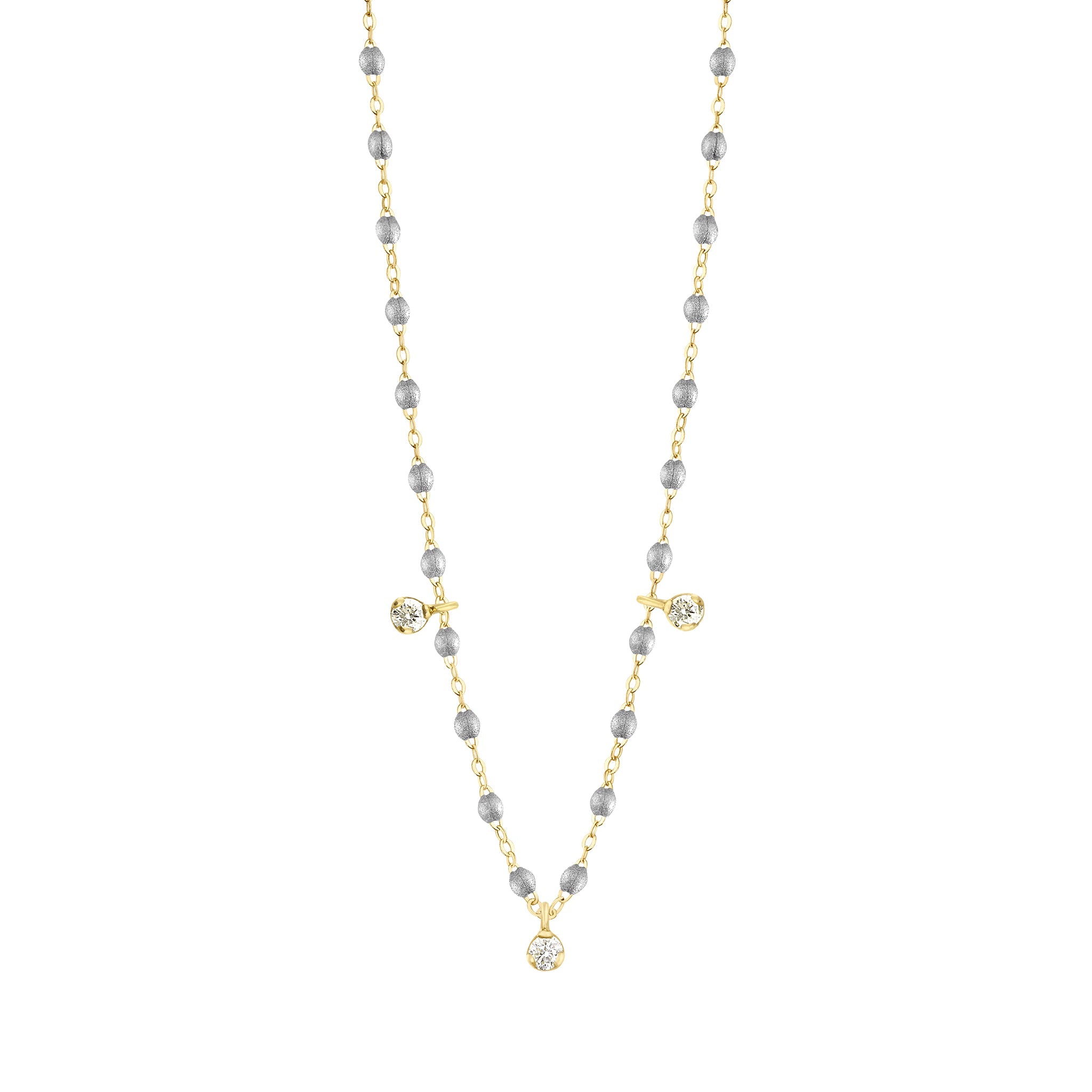 Collier argent Gigi Suprême, or jaune, 3 diamants, 45 cm gigi suprême Référence :  b1gs003j1645di -1