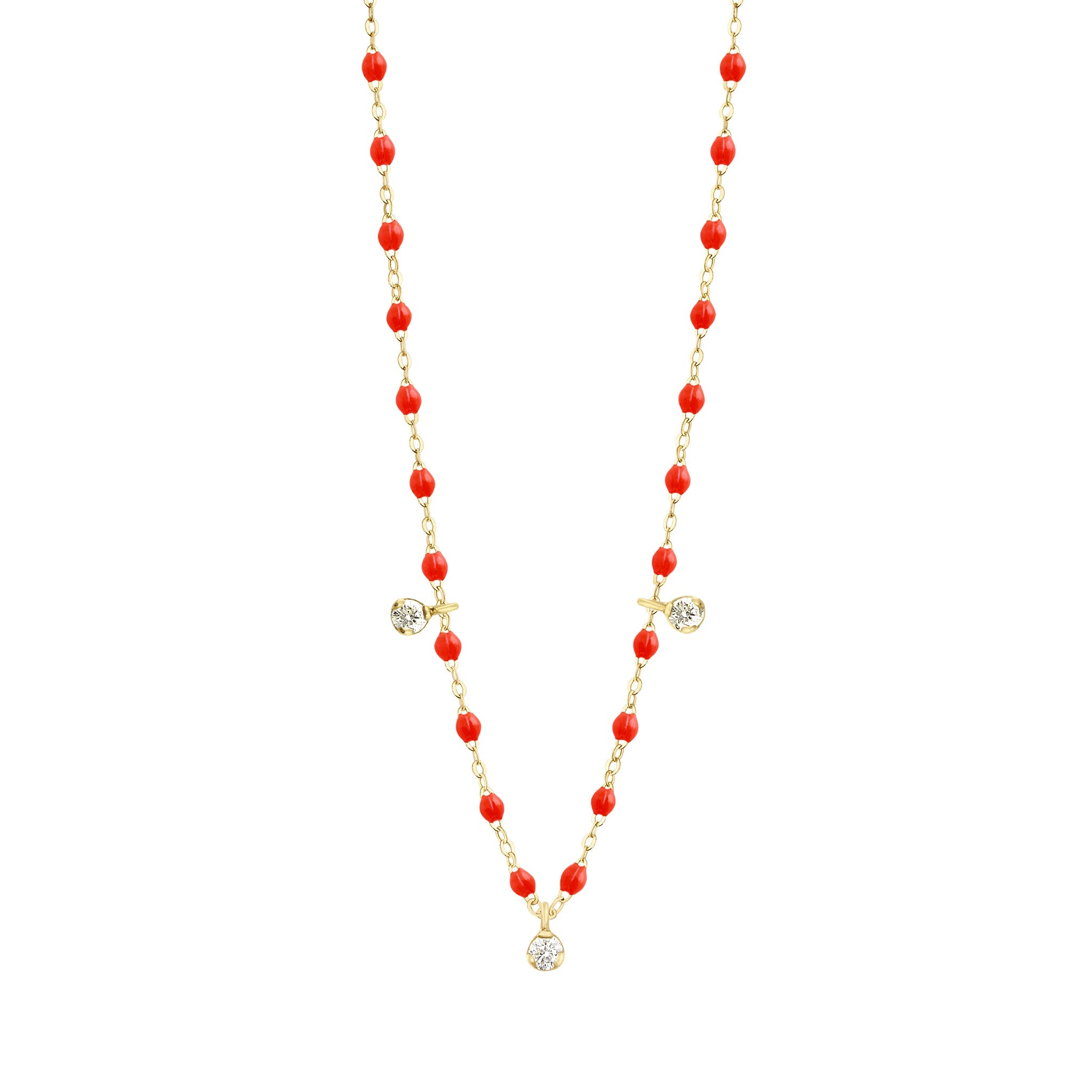 Collier corail Gigi Suprême, or jaune, 3 diamants, 45 cm gigi suprême Référence :  b1gs003j5845di -1