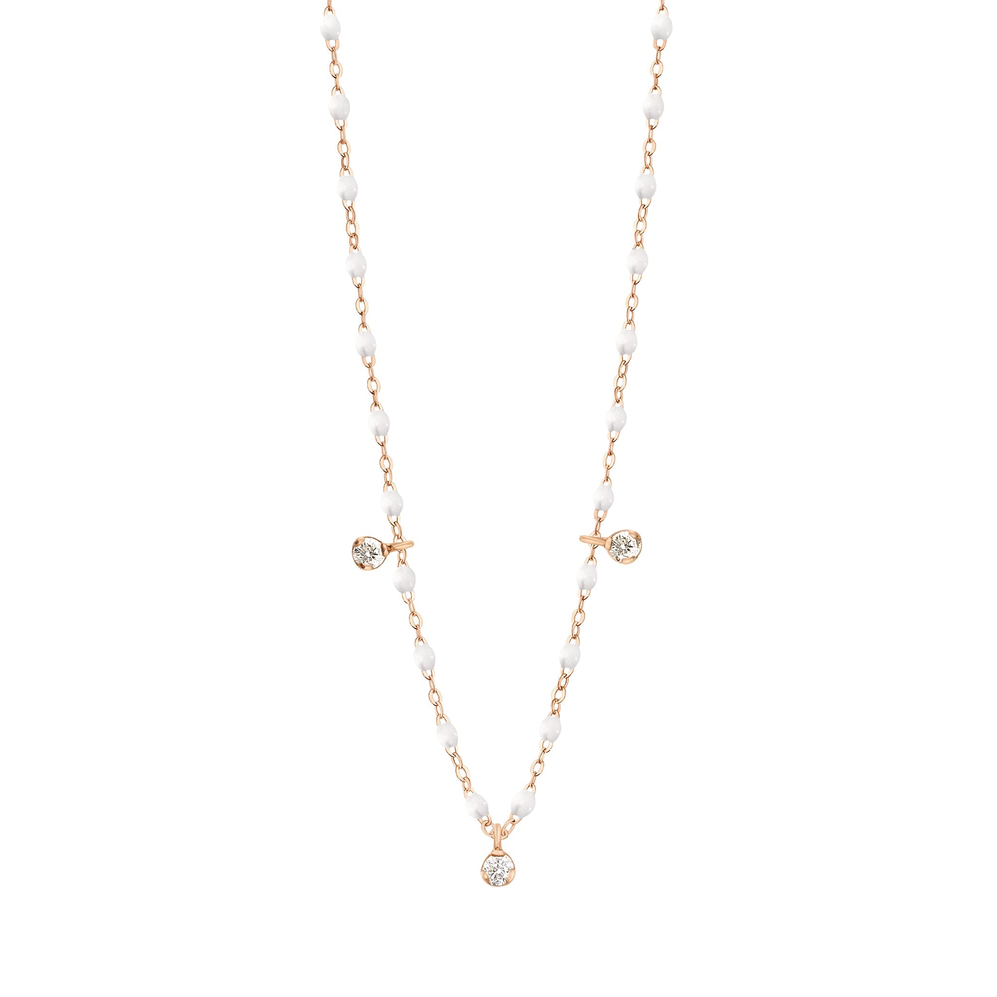 Collier blanc Gigi Suprême, or rose, 3 diamants, 45 cm gigi suprême Référence :  b1gs003r0145di -1