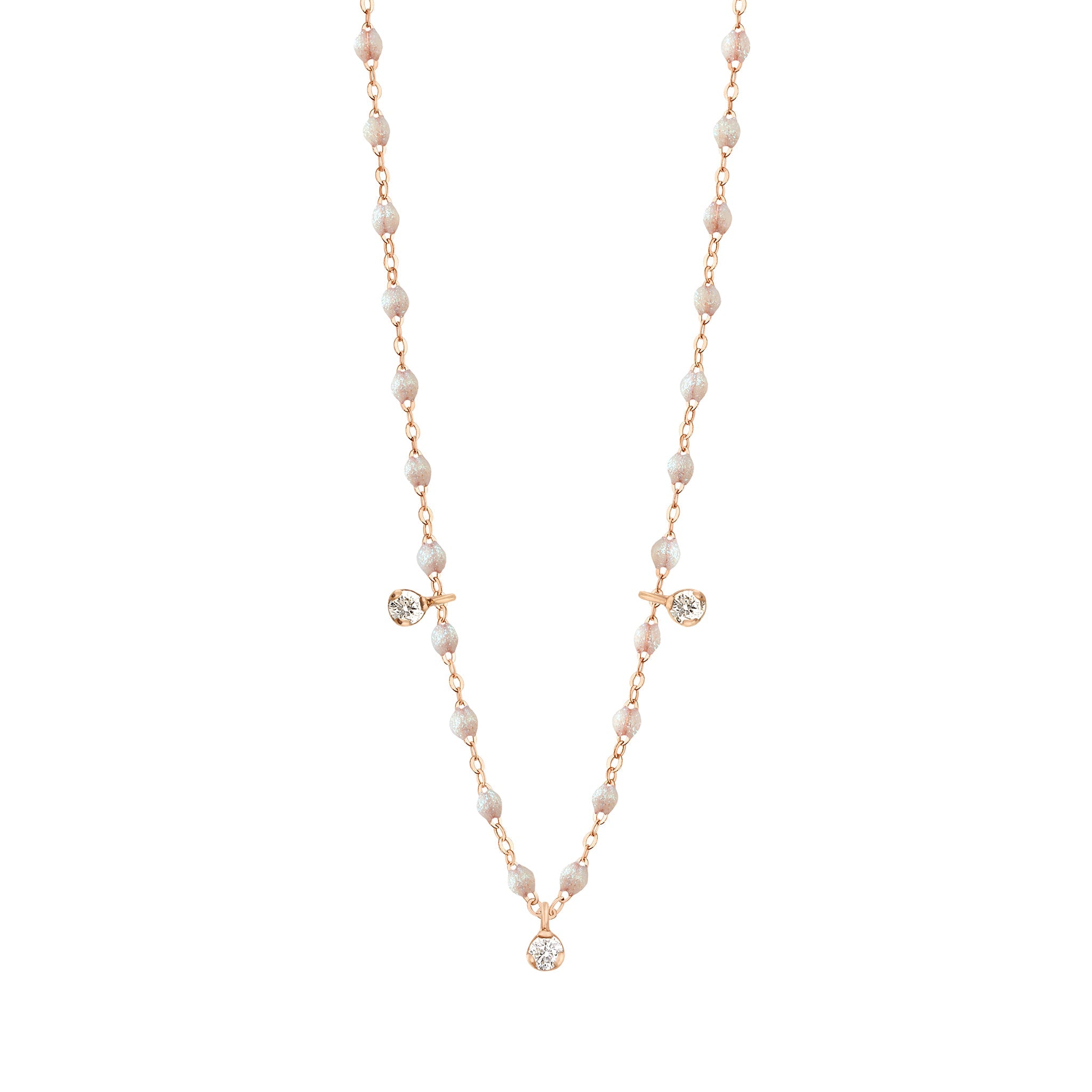 Collier opale Gigi Suprême, or rose, 3 diamants, 45 cm gigi suprême Référence :  b1gs003r6145di -1