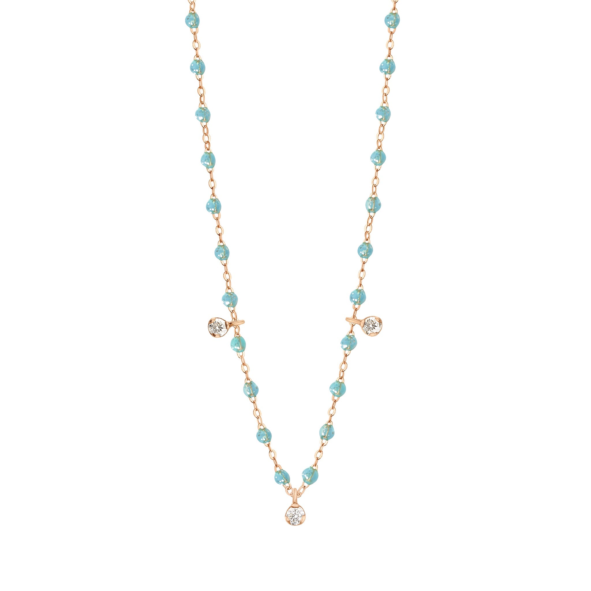 Collier aqua Gigi Suprême, or rose, 3 diamants, 45 cm gigi suprême Référence :  b1gs003r6245di -1