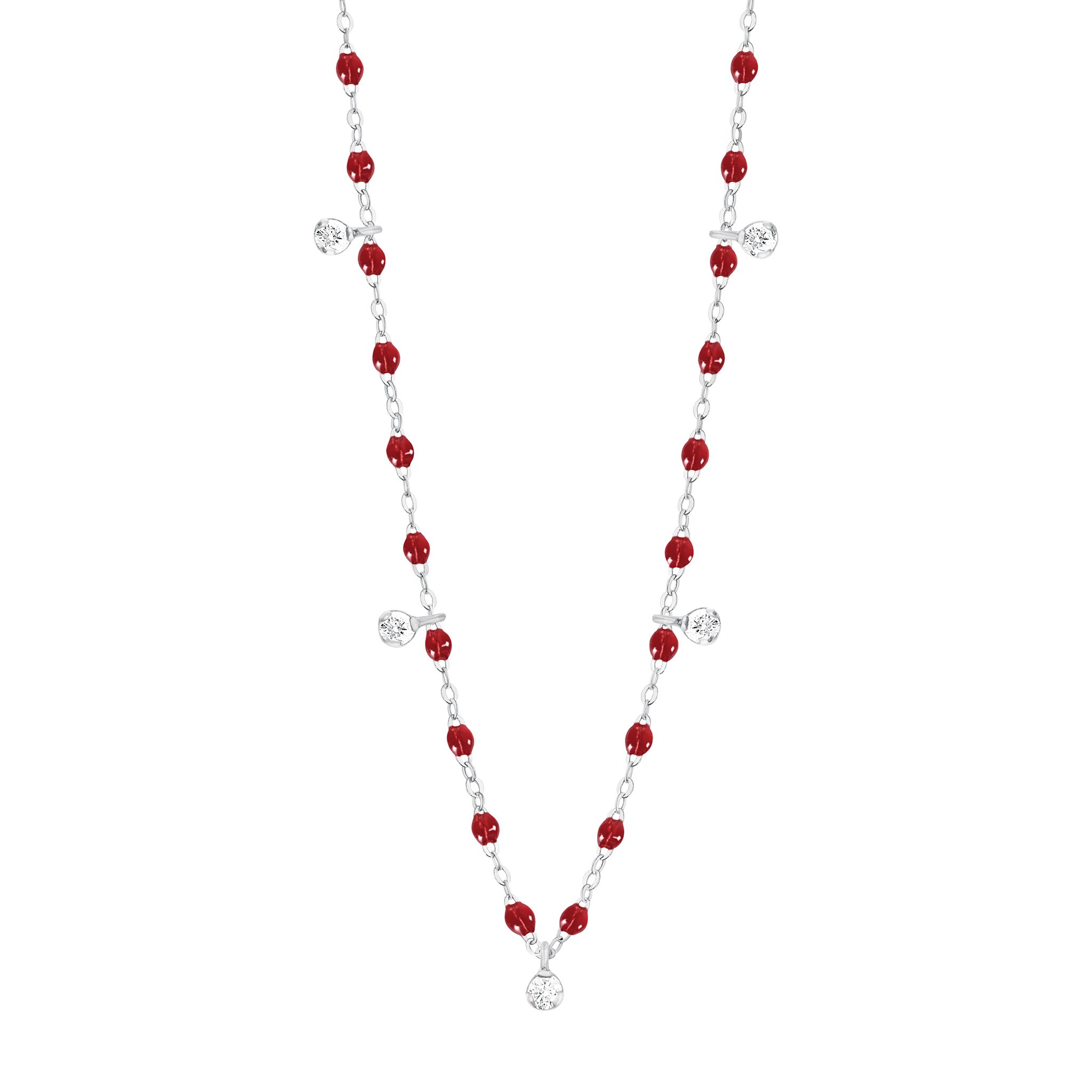 Collier rouge Gigi Suprême, or blanc, 5 diamants, 45 cm gigi suprême Référence :  b1gs005g3045di -1