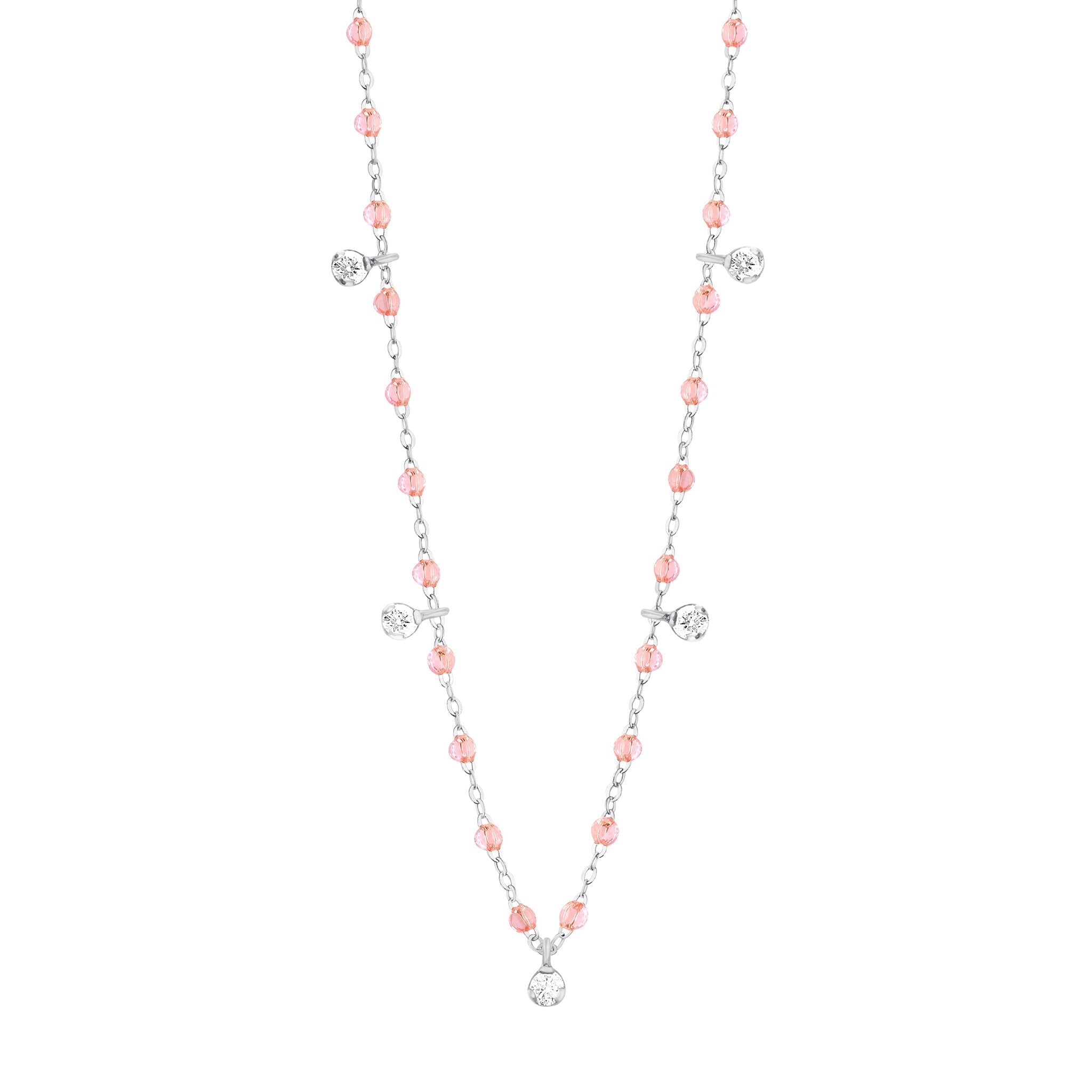 Collier rosée Gigi Suprême, or blanc, 5 diamants, 45 cm