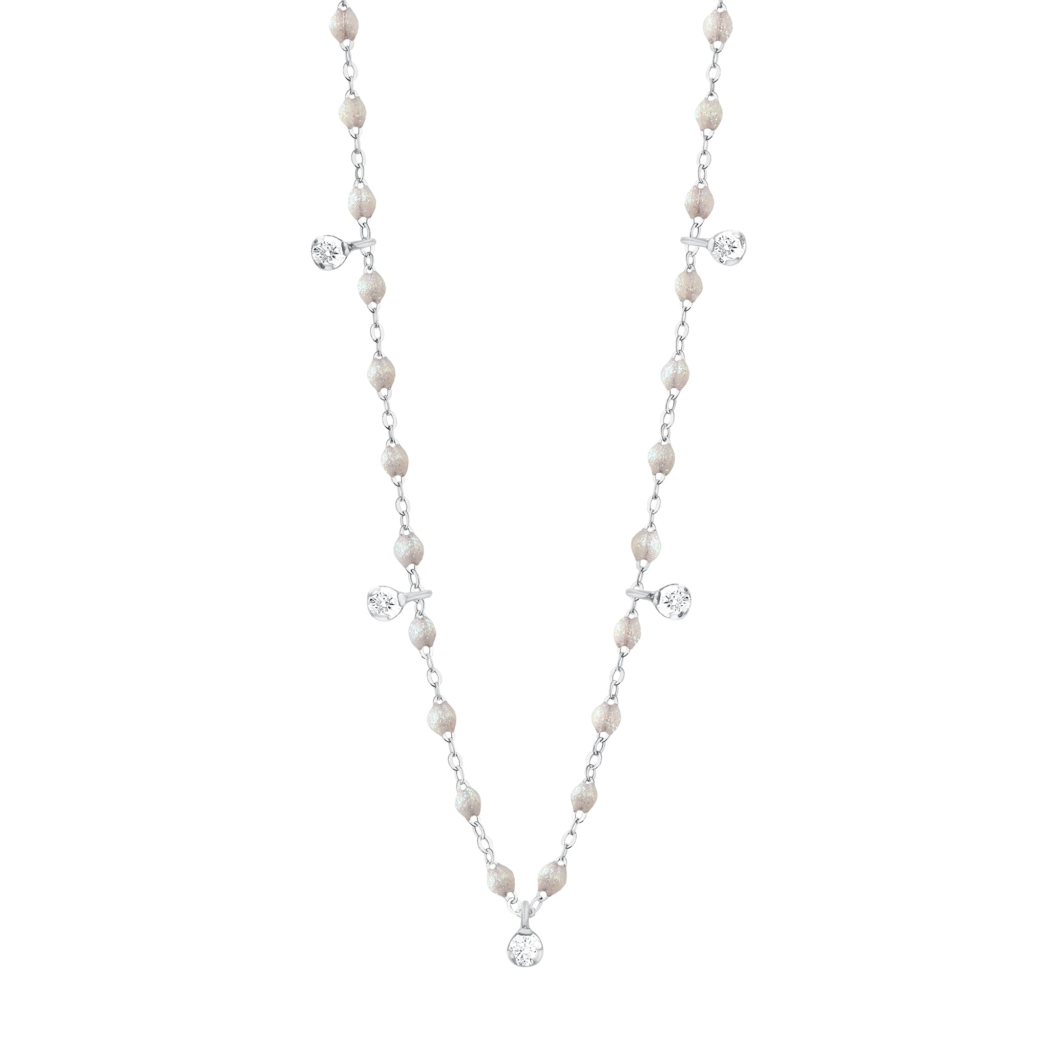 Collier opale Gigi Suprême, or blanc, 5 diamants, 45 cm gigi suprême Référence :  b1gs005g6145di -1