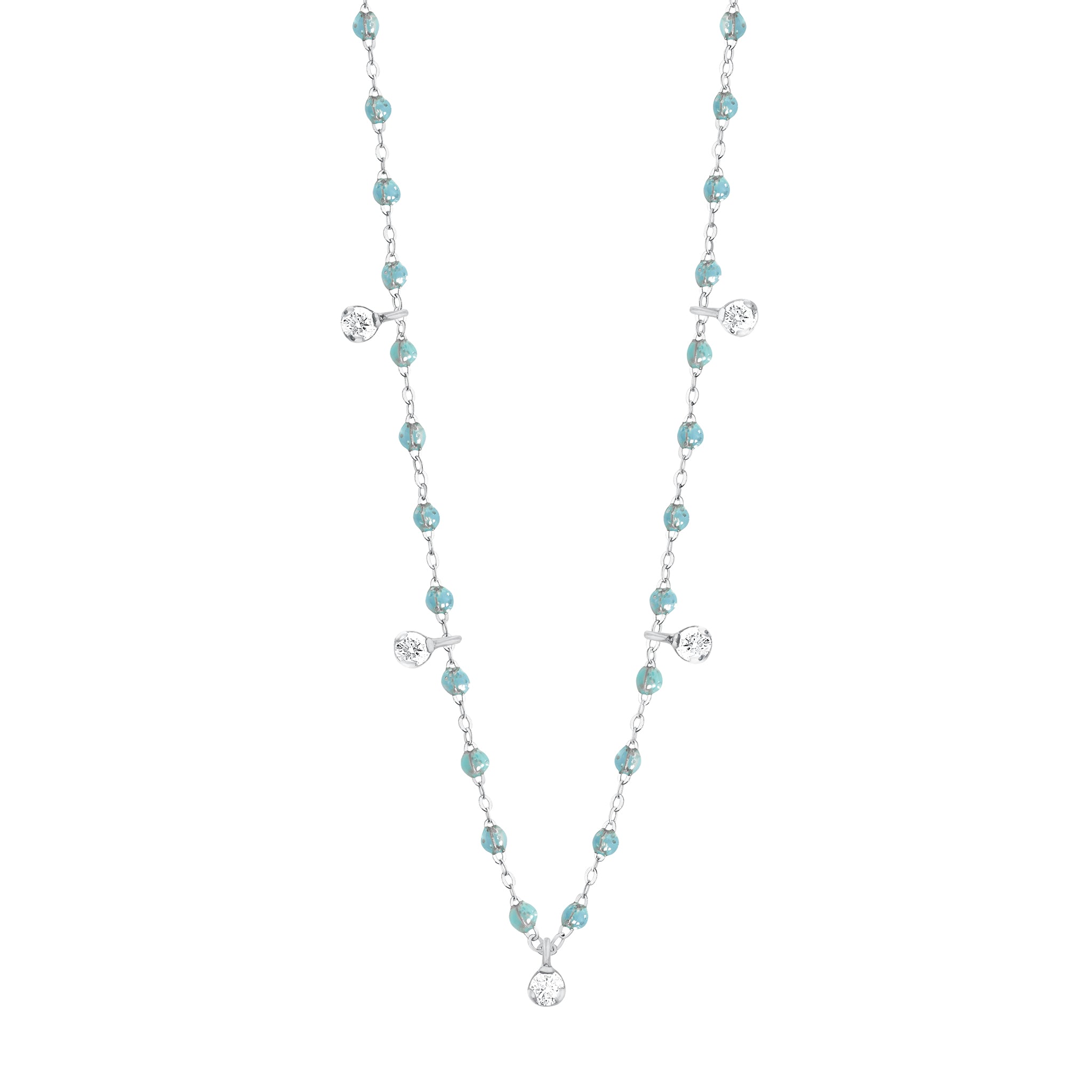 Collier aqua Gigi Suprême, or blanc, 5 diamants, 45 cm gigi suprême Référence :  b1gs005g6245di -1