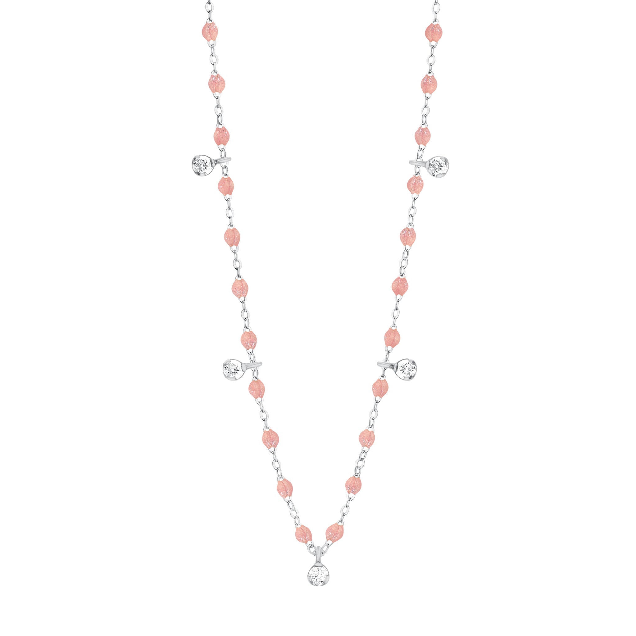 Collier blush Gigi Suprême, or blanc, 5 diamants, 45 cm gigi suprême Référence :  b1gs005g6345di -1