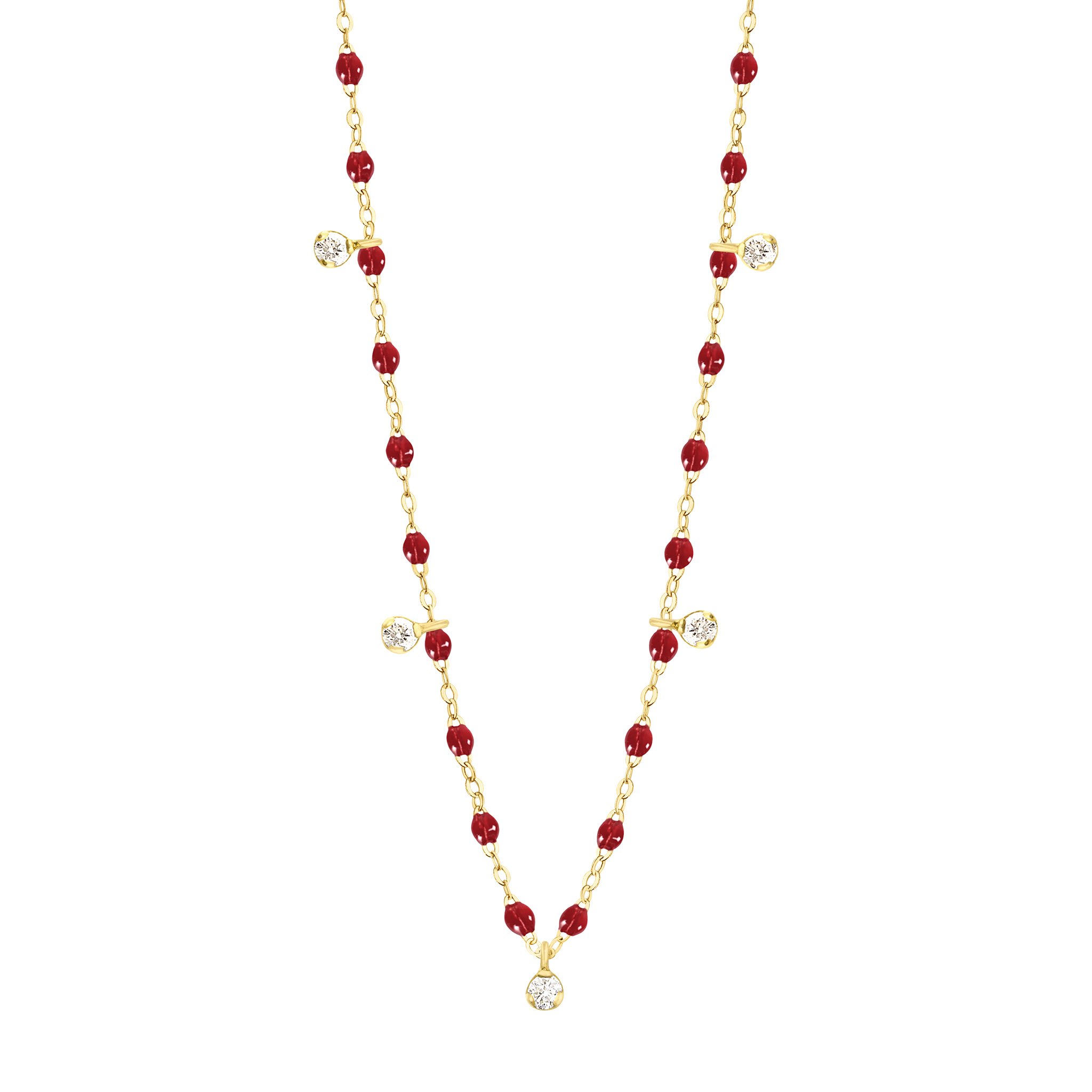 Collier rouge Gigi Suprême, or jaune, 5 diamants, 45 cm gigi suprême Référence :  b1gs005j3045di -1