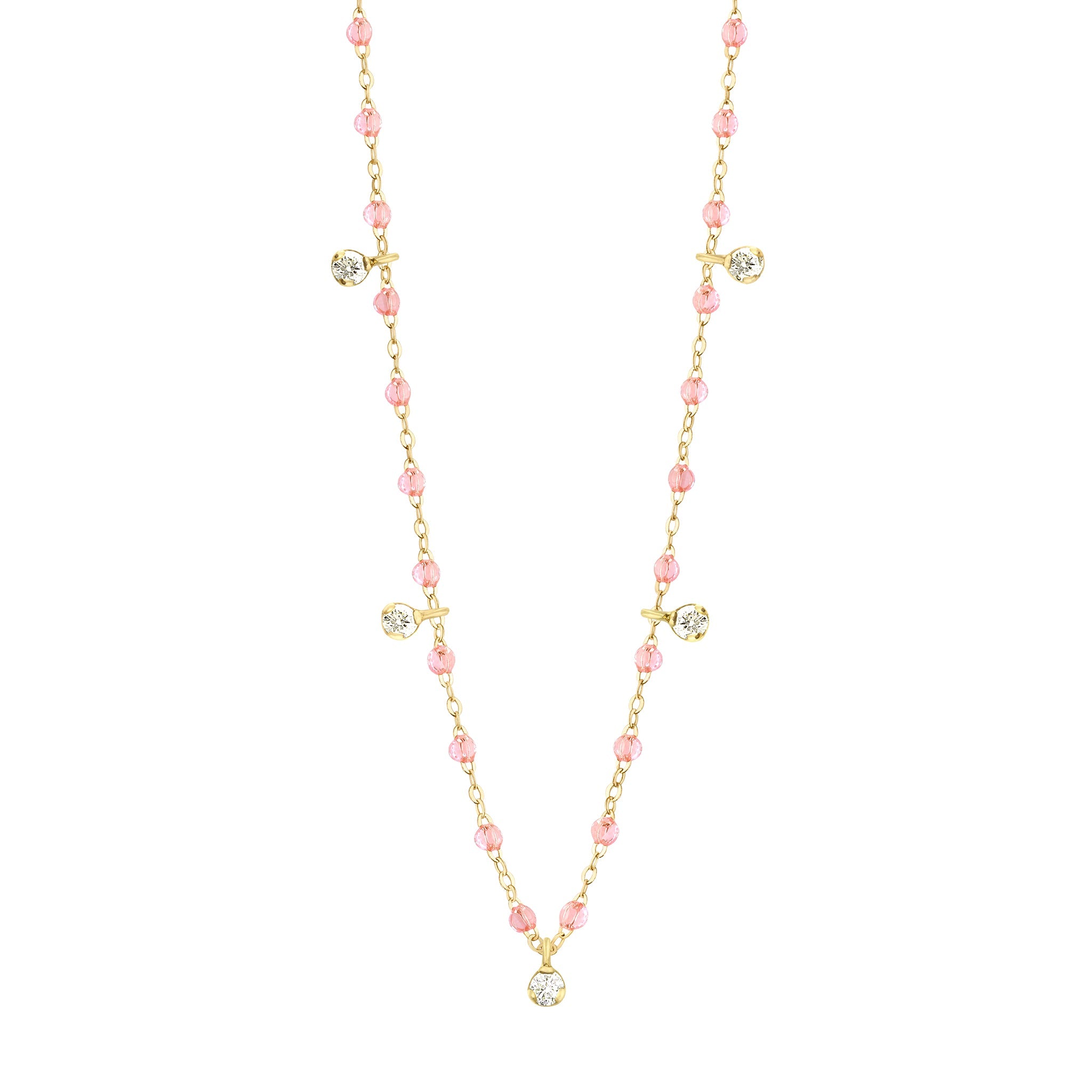 Collier rosée Gigi Suprême, or jaune, 5 diamants, 45 cm