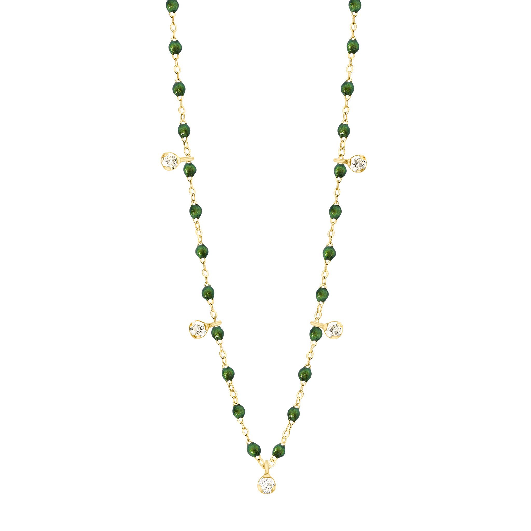 Collier scarabée Gigi Suprême, or jaune, 5 diamants, 45 cm