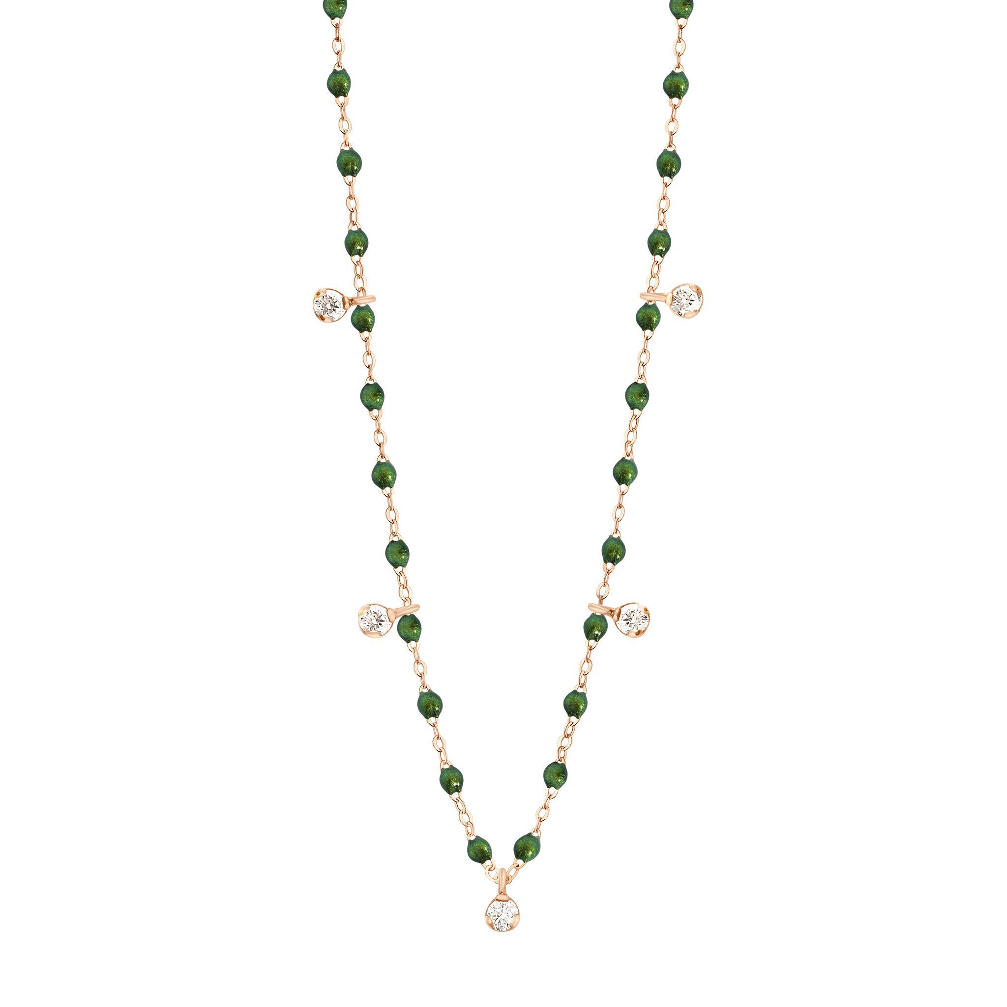 Collier scarabée Gigi Suprême, or rose, 5 diamants, 45 cm