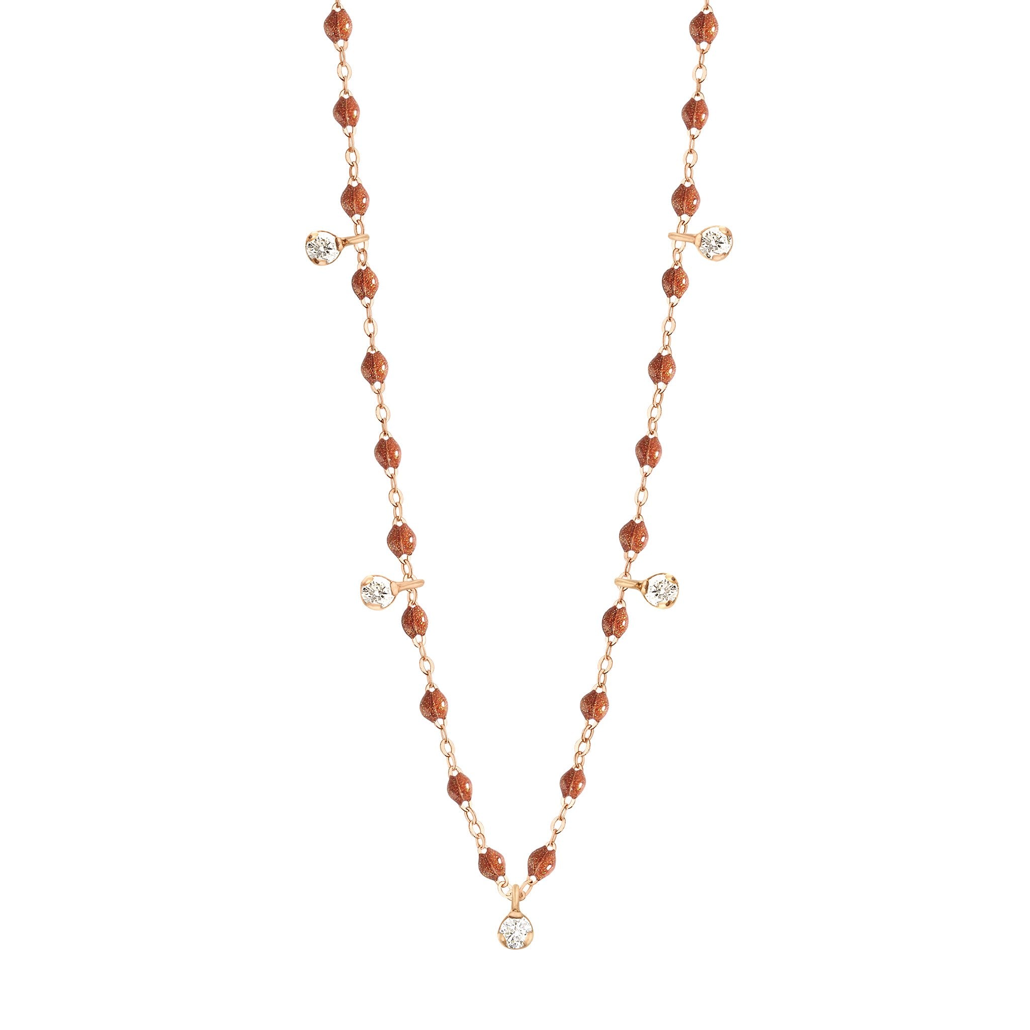 Collier fauve Gigi Suprême, or rose, 5 diamants, 45 cm