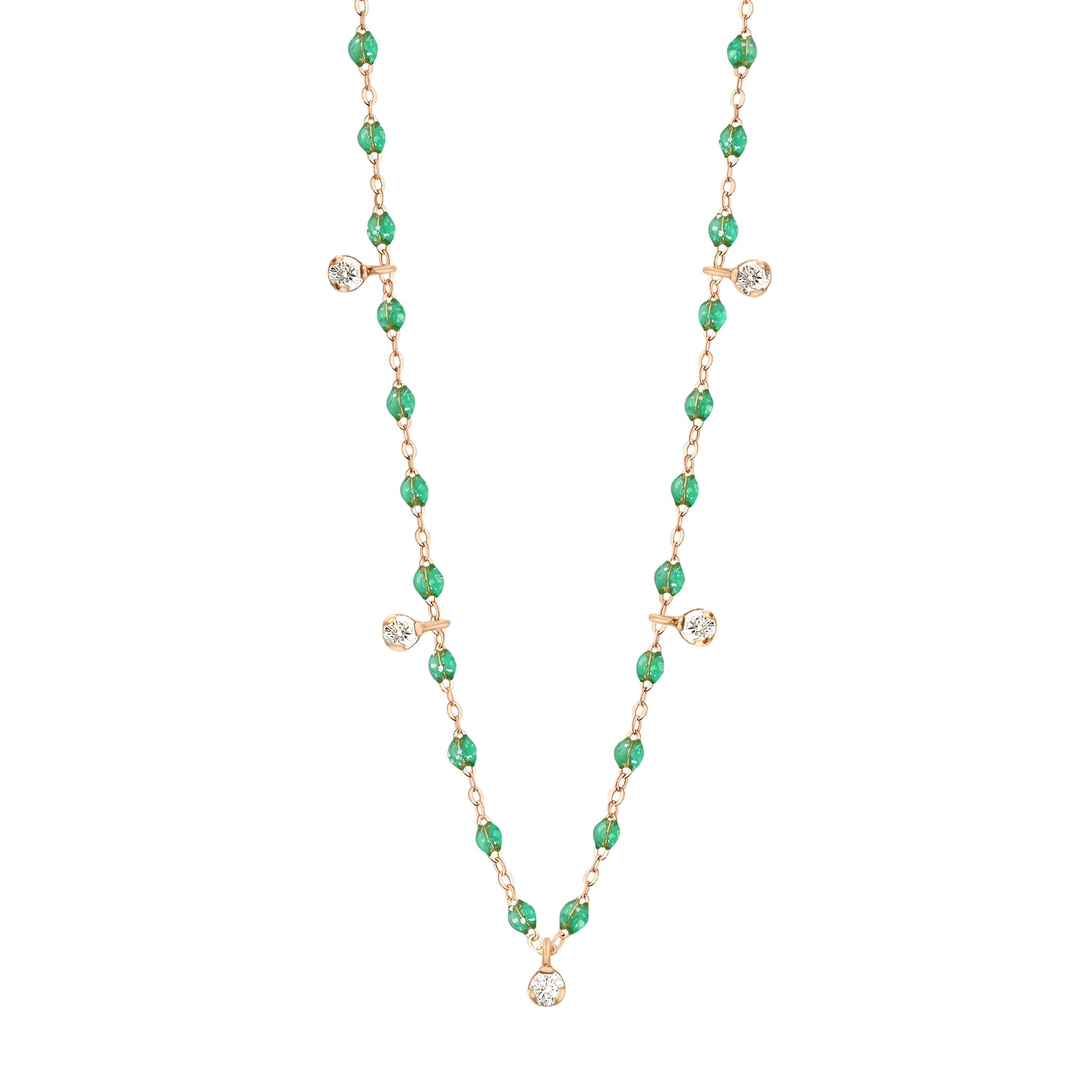 Collier menthe Gigi Suprême, or rose, 5 diamants, 45 cm gigi suprême Référence :  b1gs005r6045di -1