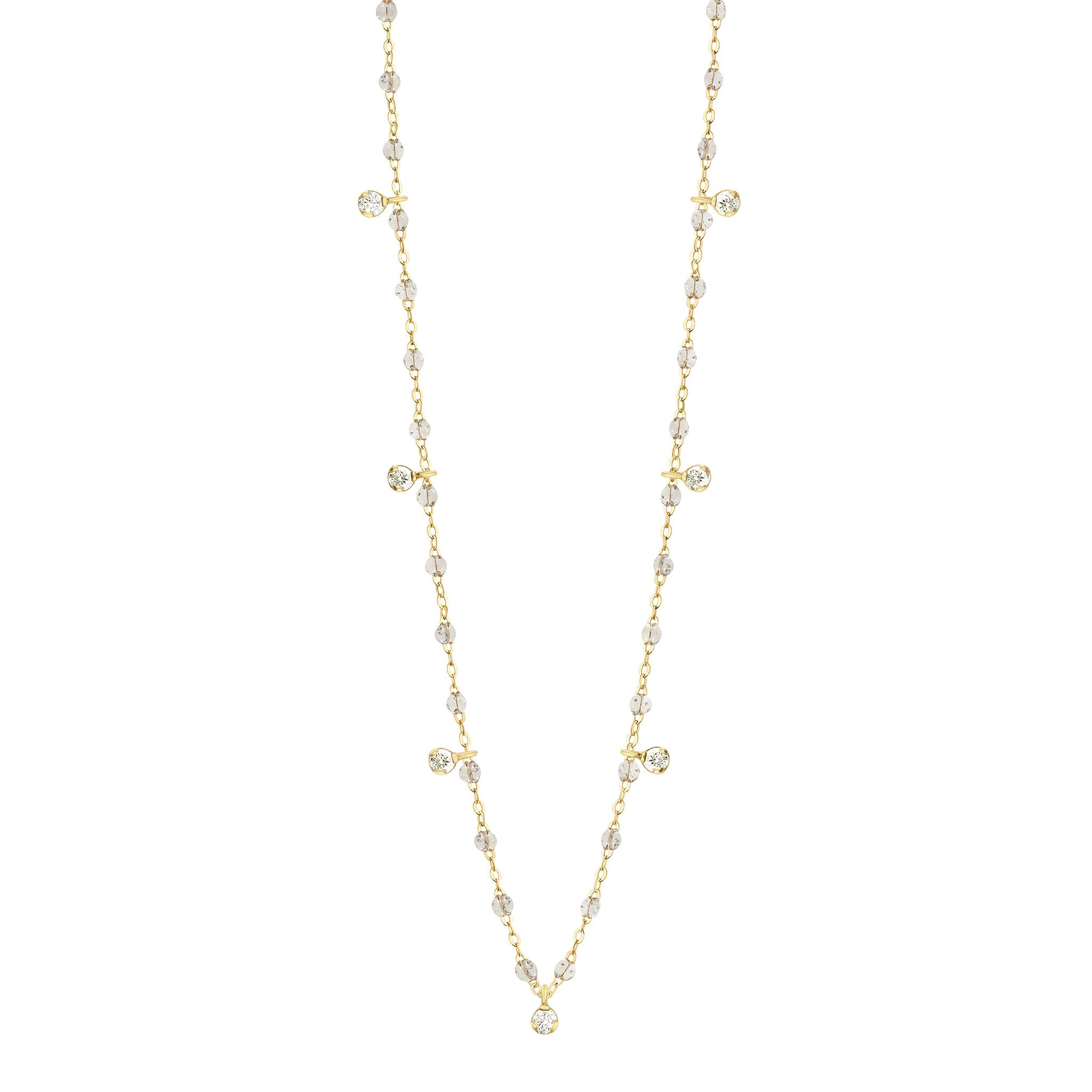 Collier sparkle Gigi Suprême, or jaune, 7 diamants, 50 cm