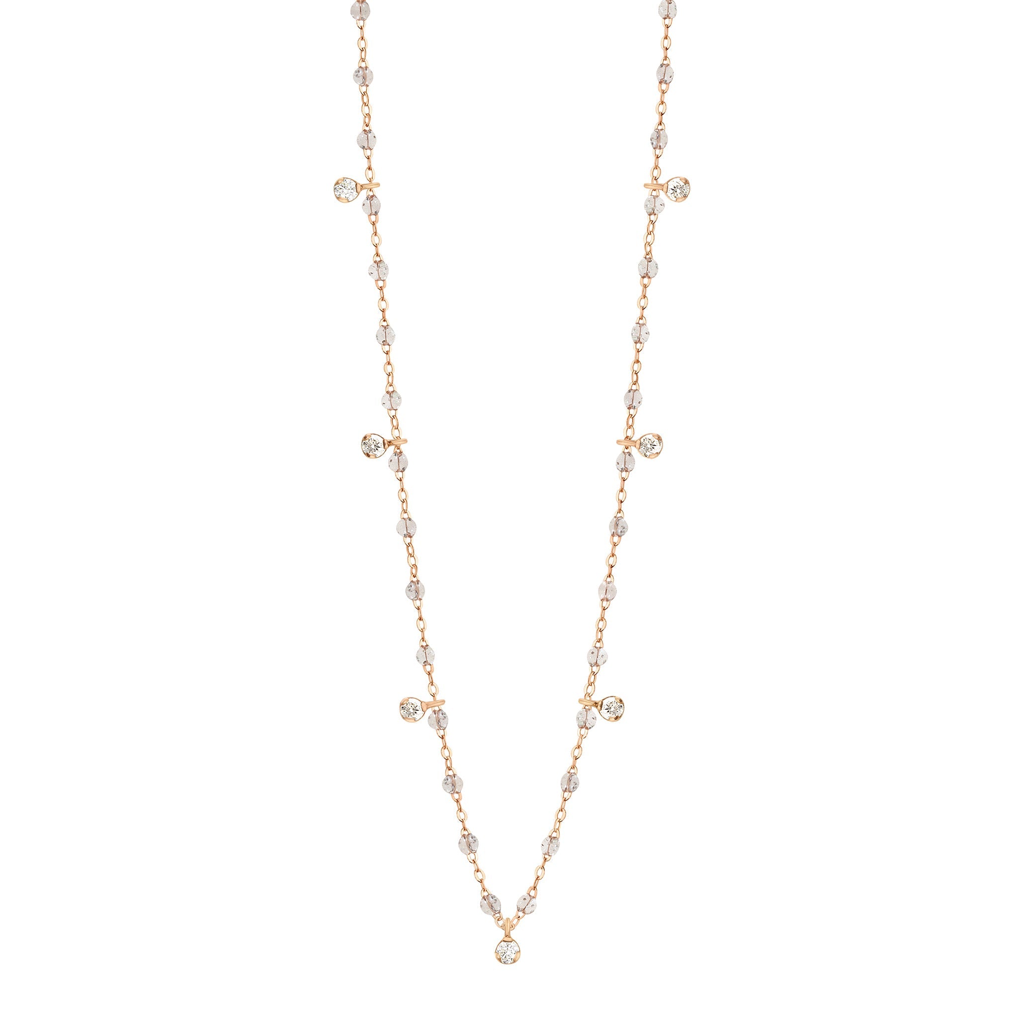 Collier sparkle Gigi Suprême, or rose, 7 diamants, 50 cm