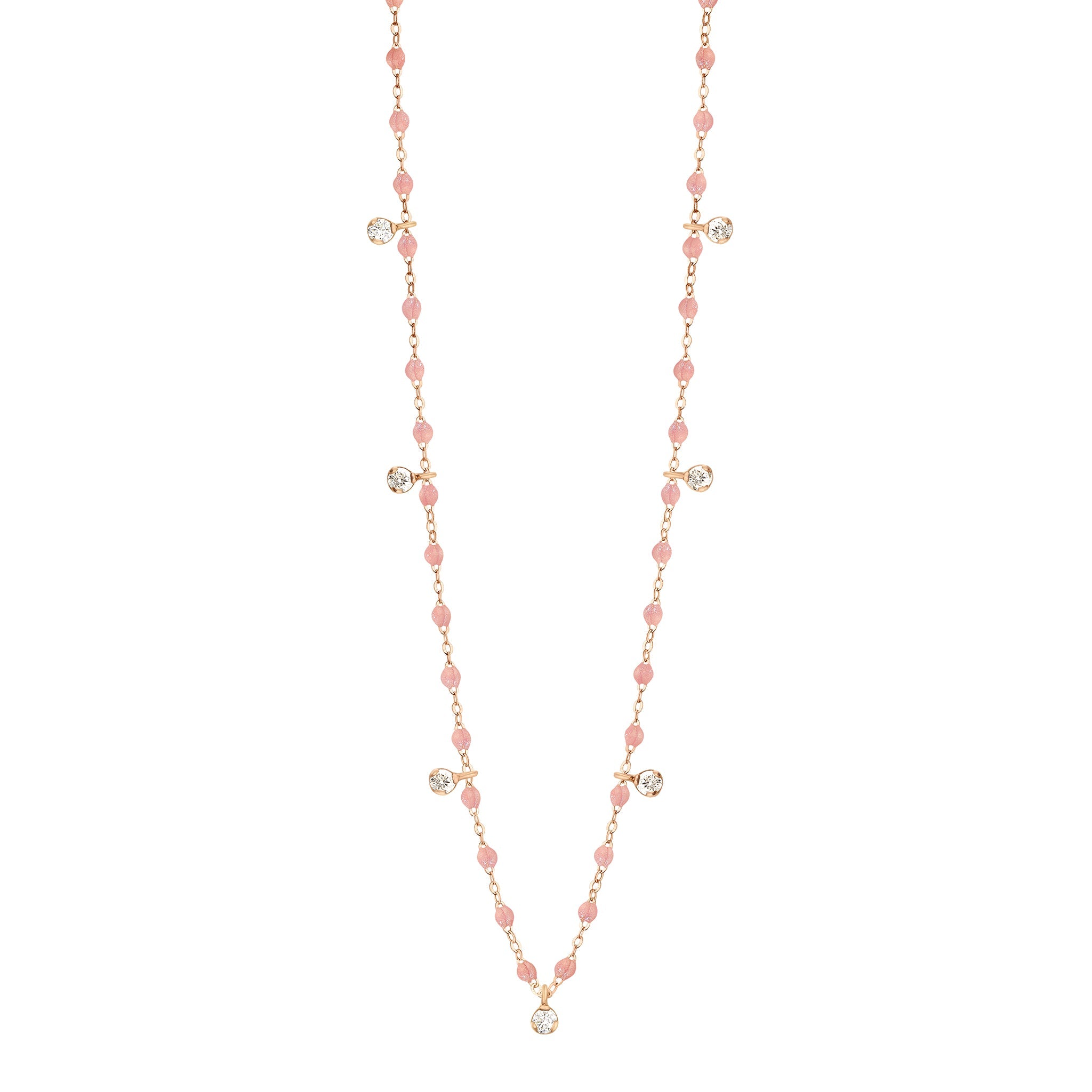 Collier blush Gigi Suprême, or rose, 7 diamants, 50 cm