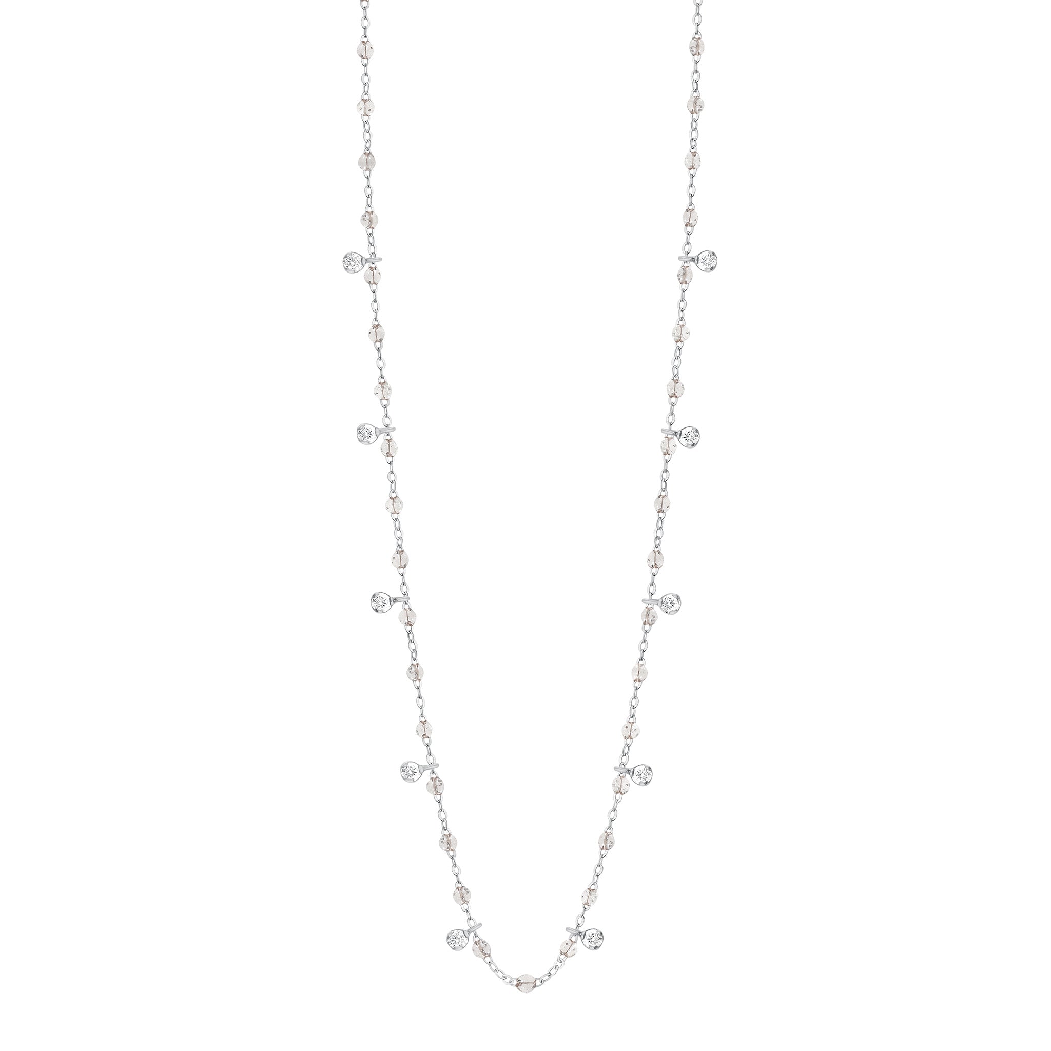 Collier sparkle Gigi Suprême, or blanc, 10 diamants, 60 cm