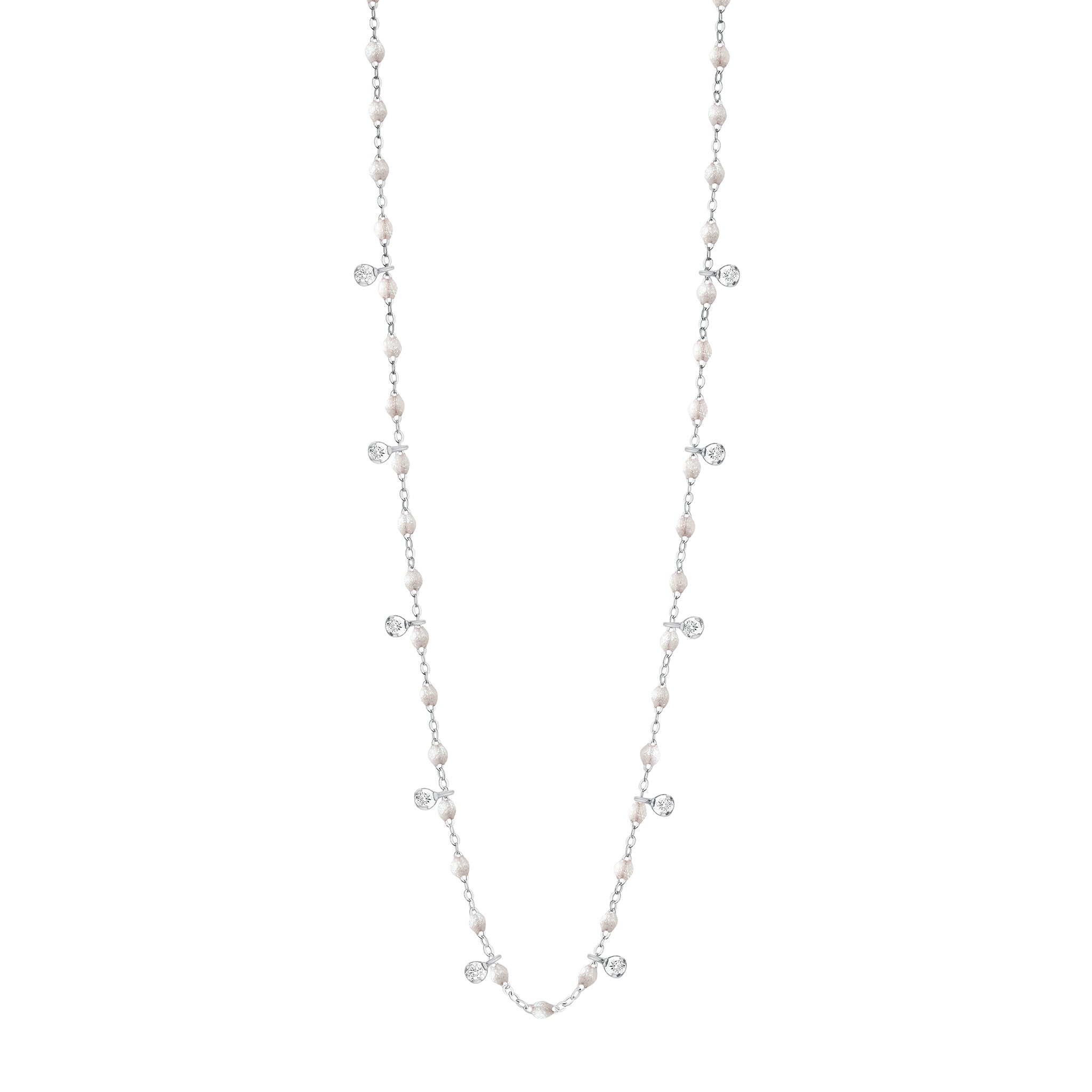 Collier opale Gigi Suprême, or blanc, 10 diamants, 60 cm gigi suprême Référence :  b1gs010g6160di -1