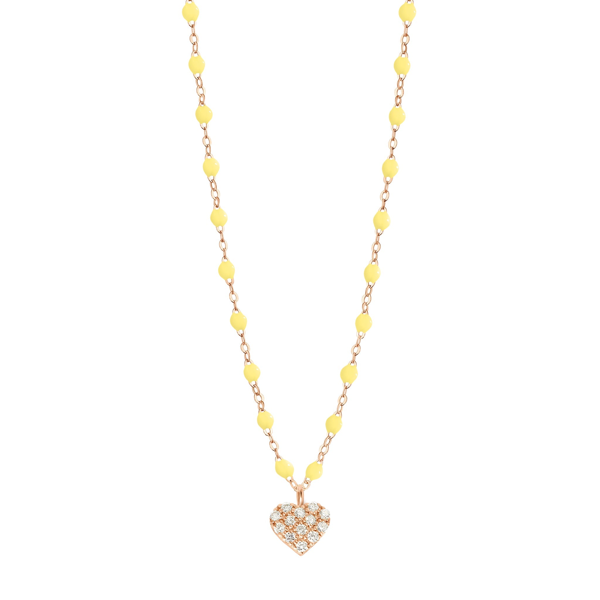 Collier mimosa Cœur In Love, Diamants, or rose, 42 cm in love Référence :  b1il001r6442di -1