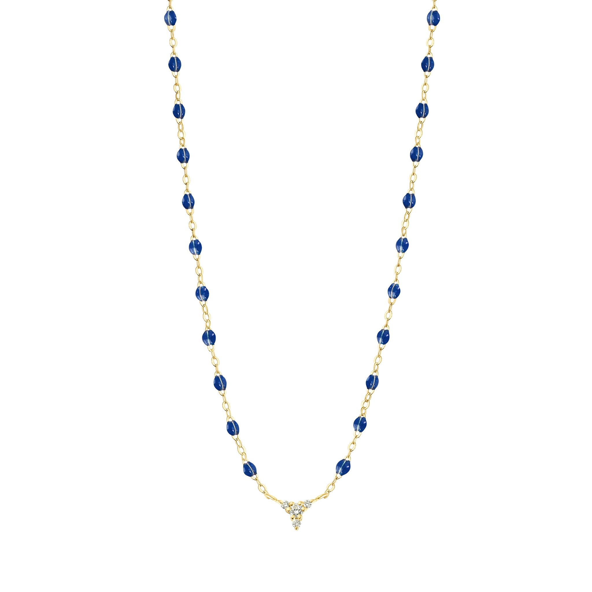 Collier prusse petit Kosmos, diamants, or jaune, 42 cm