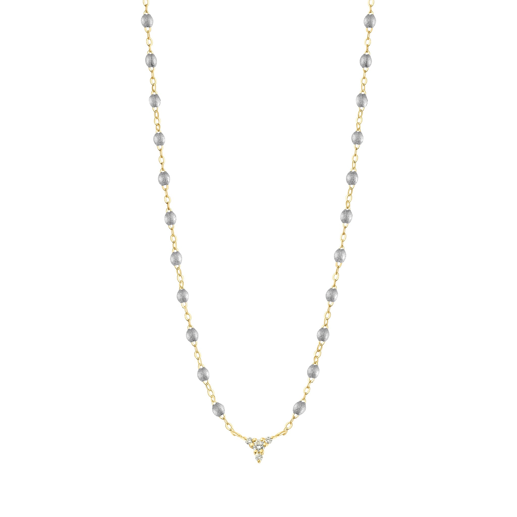 Collier argent petit Kosmos, diamants, or jaune, 42 cm