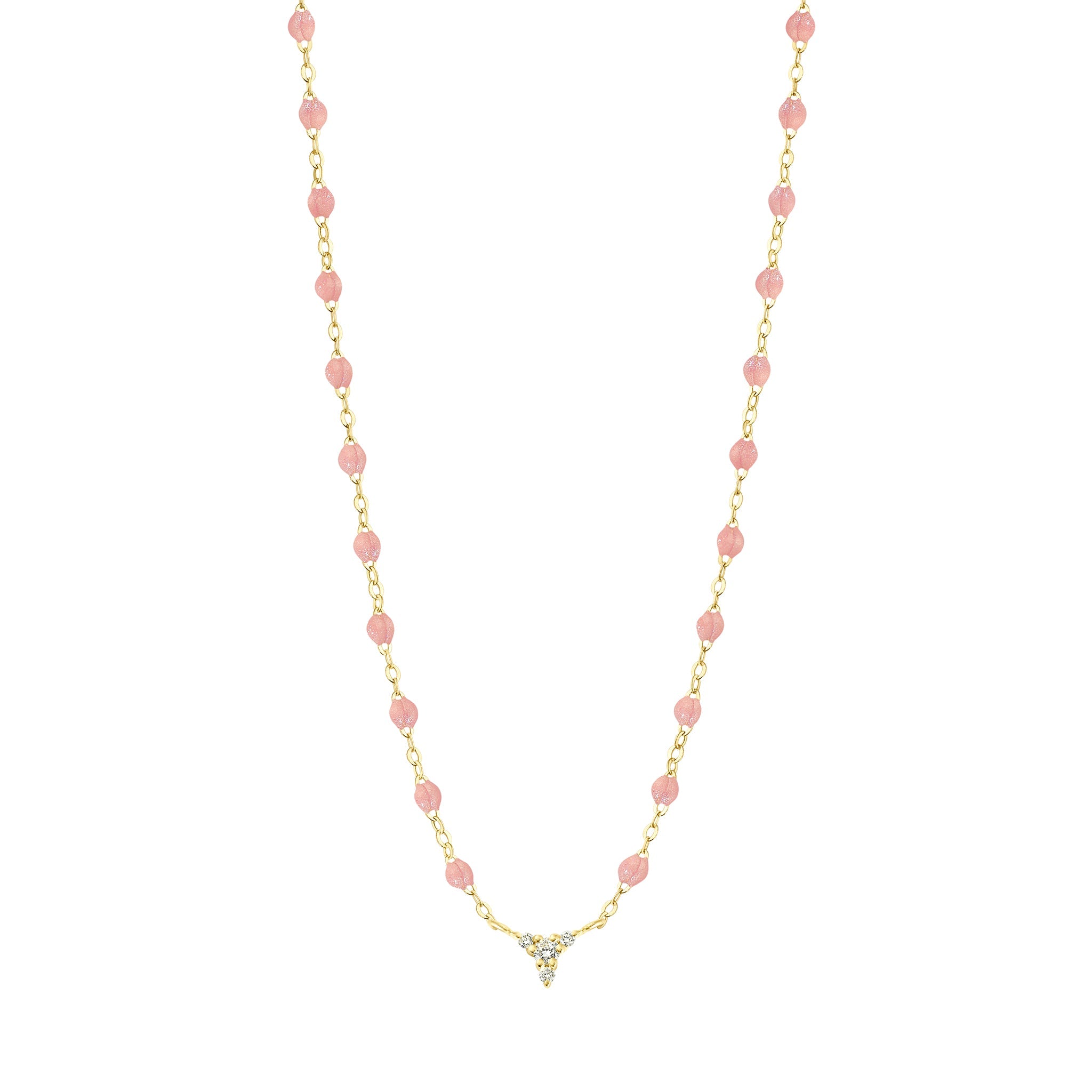 Collier blush petit Kosmos, diamants, or jaune, 42 cm