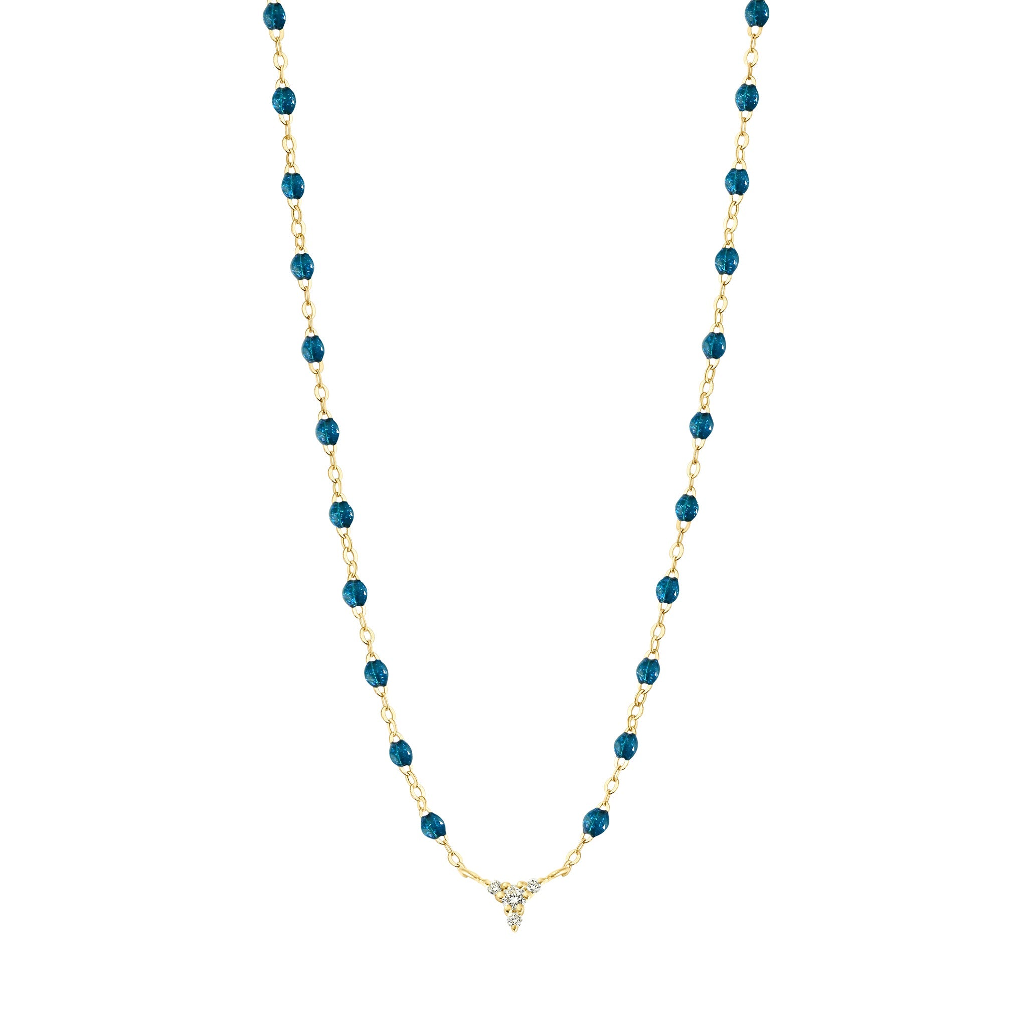 Collier jungle petit Kosmos, diamants, or jaune, 42 cm