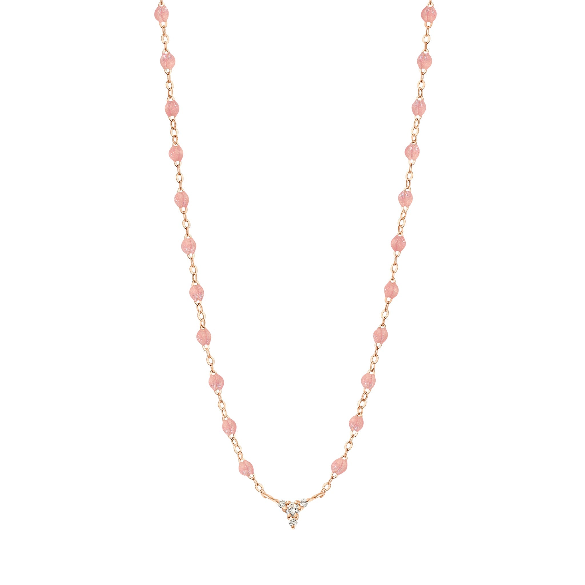 Collier blush petit Kosmos, diamants, or rose, 42 cm