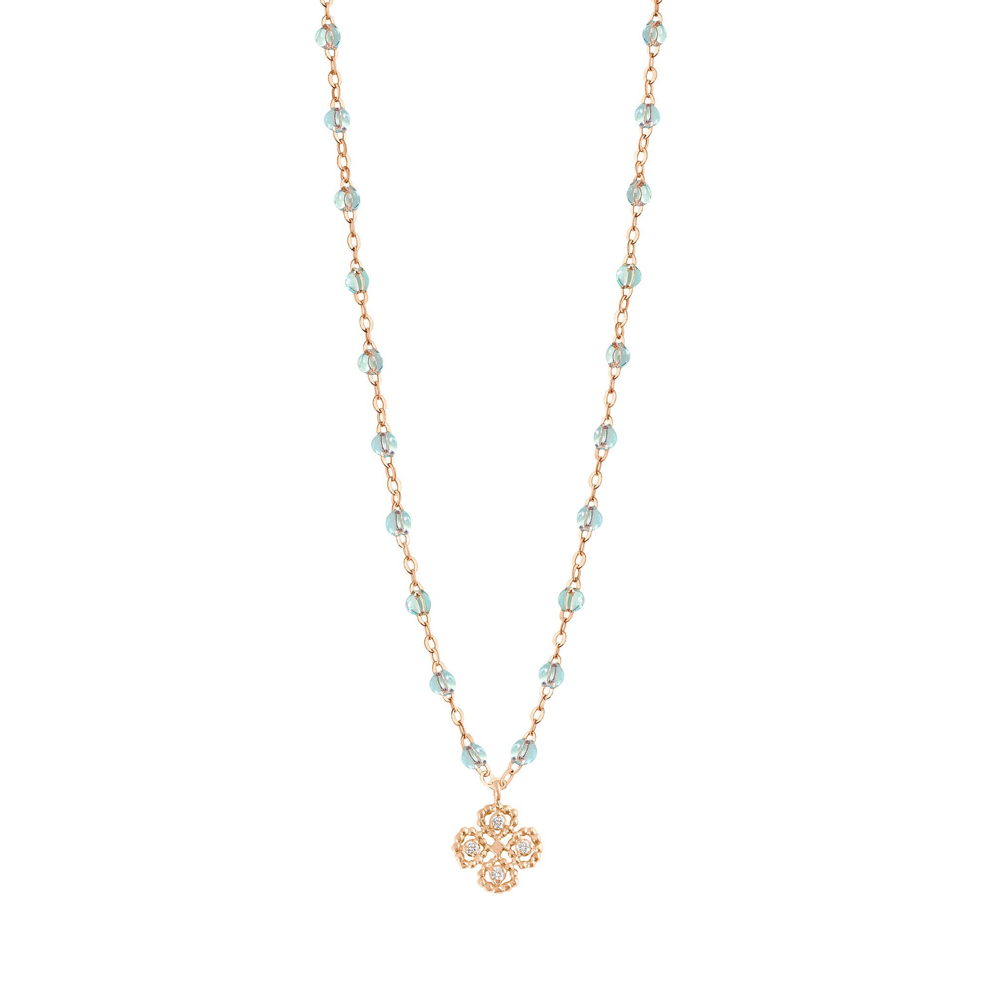 Collier Ice Lucky Trèfle, diamants, or rose, 42 cm