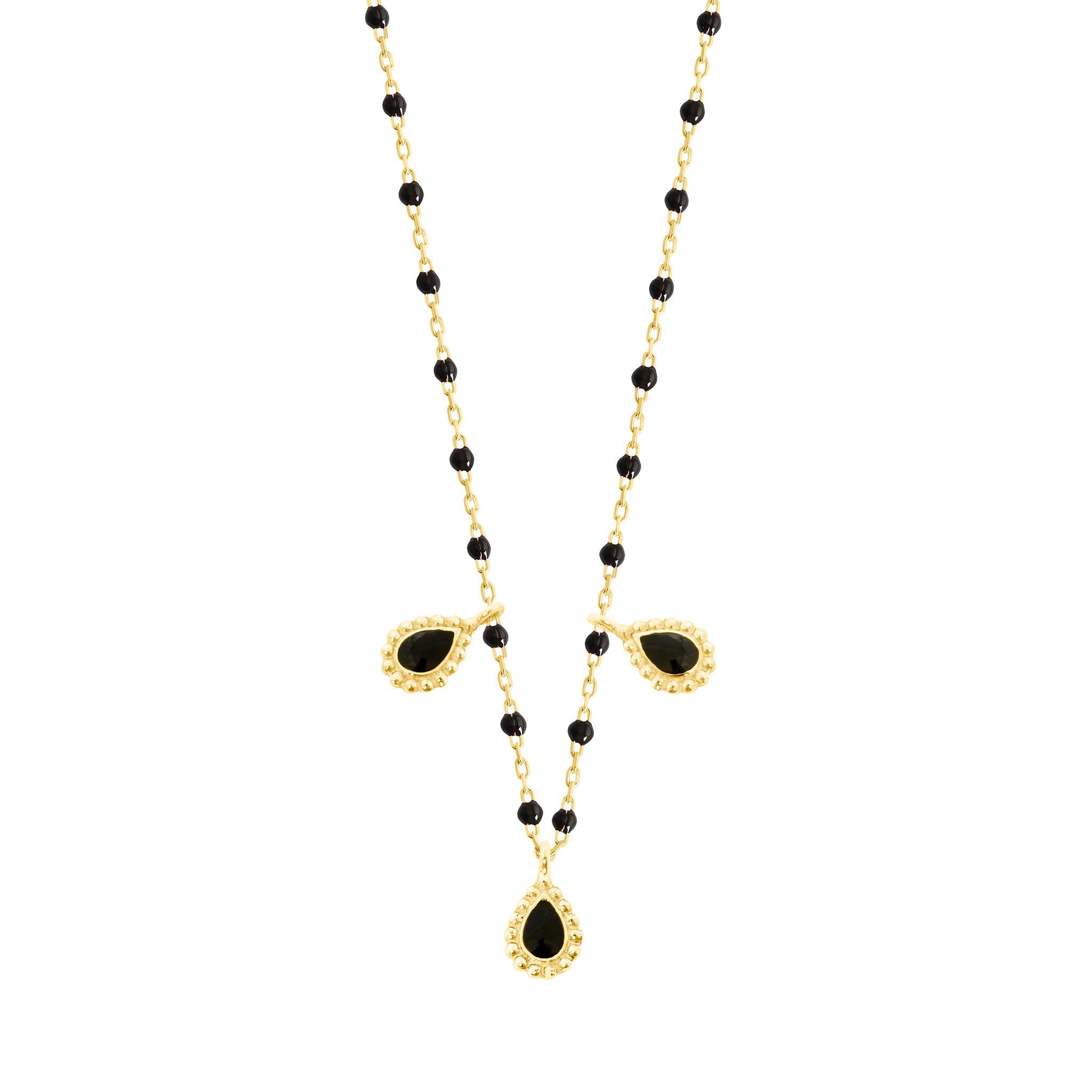 Collier noir Lucky Cashmere , or jaune et et mini perles, 42 cm lucky Référence :  b1lk014j2042xx -1