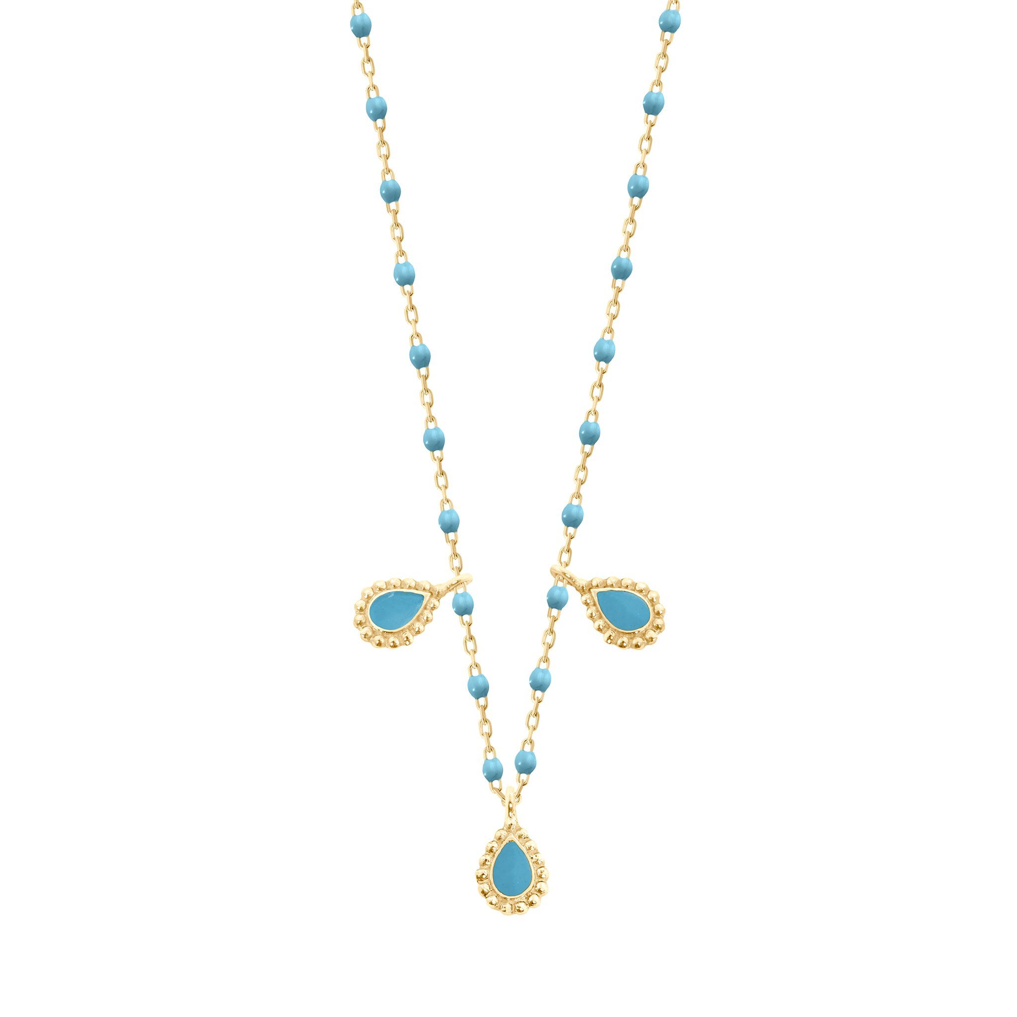 Collier turquoise Lucky Cashmere , or jaune et mini perles, 42 cm lucky Référence :  b1lk014j3442xx -1