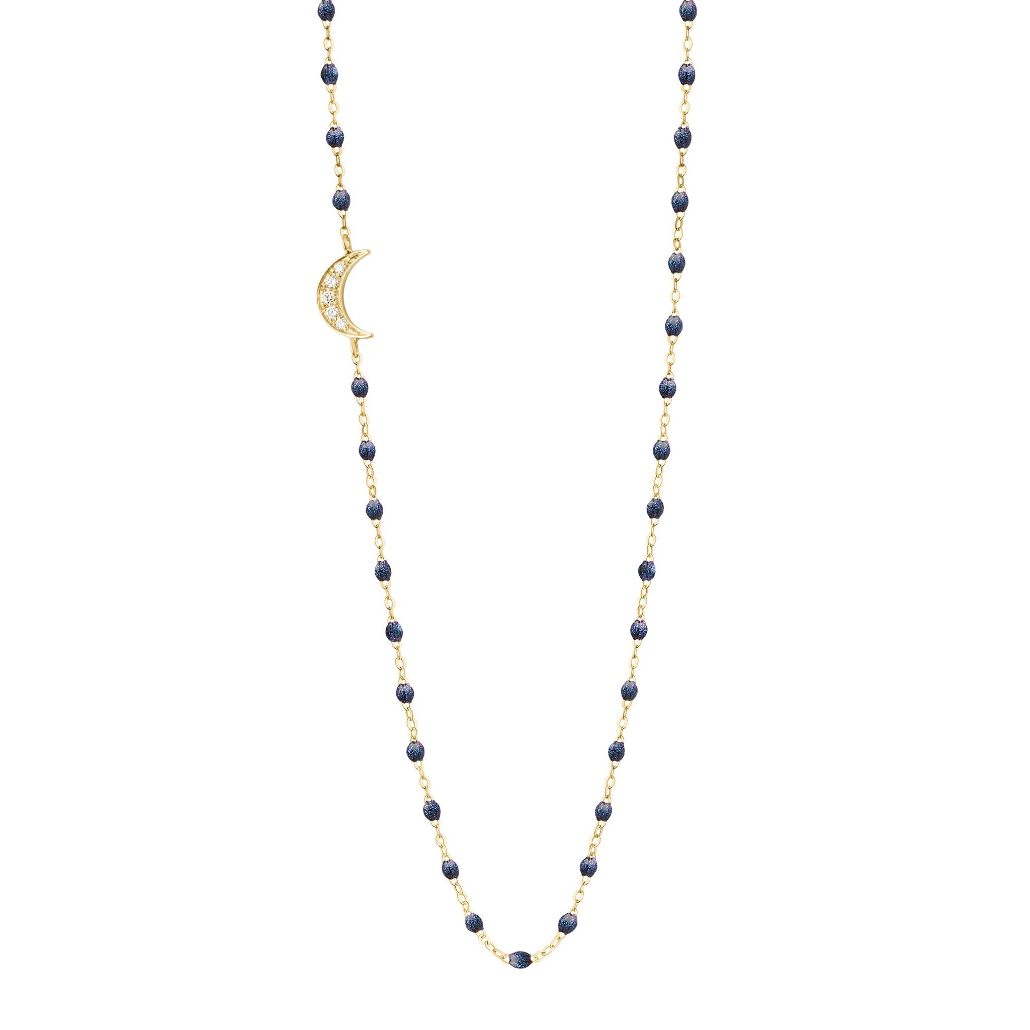 Collier nuit Lune, diamants, or jaune, 42 cm