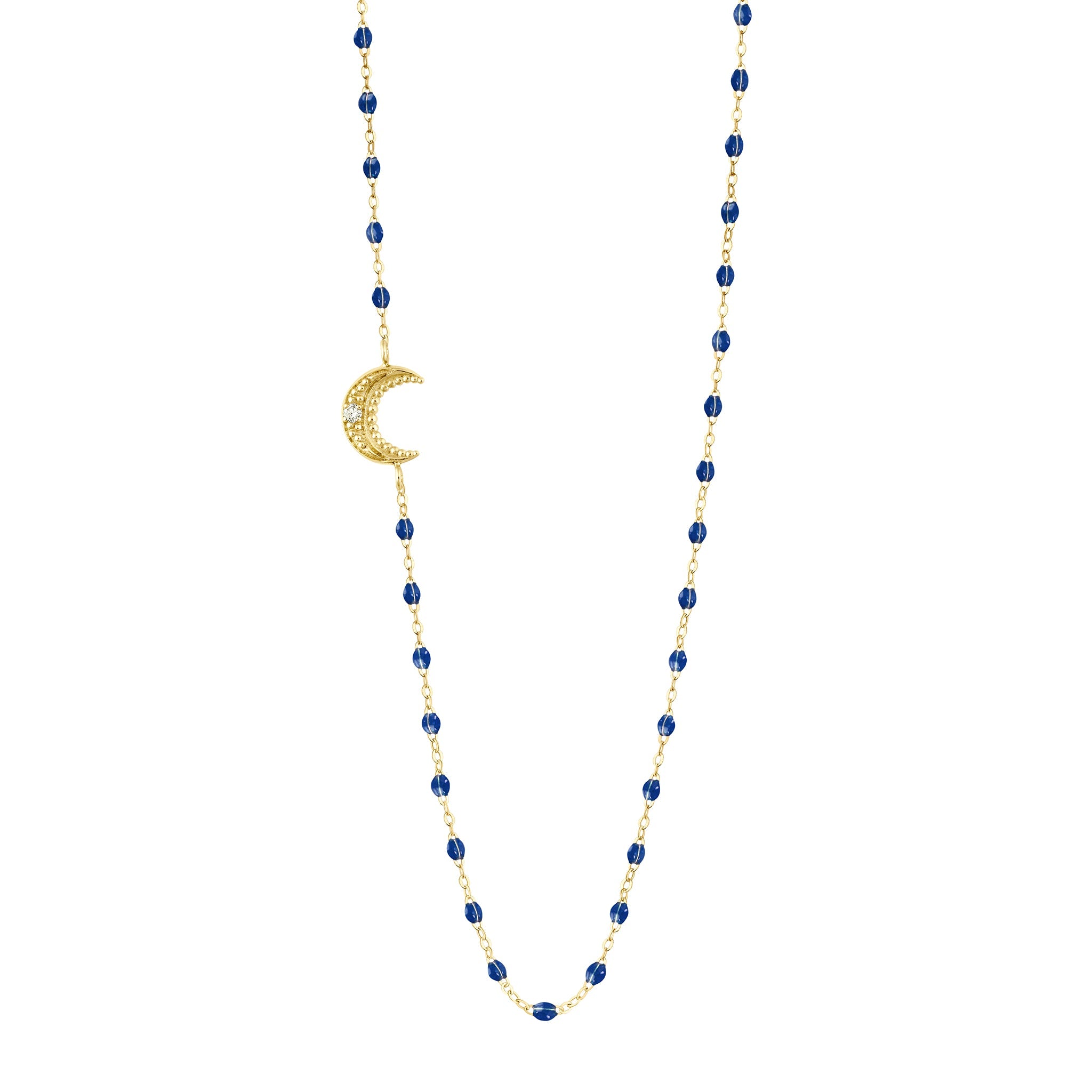 Collier prusse Lune, diamant, or jaune, 42 cm