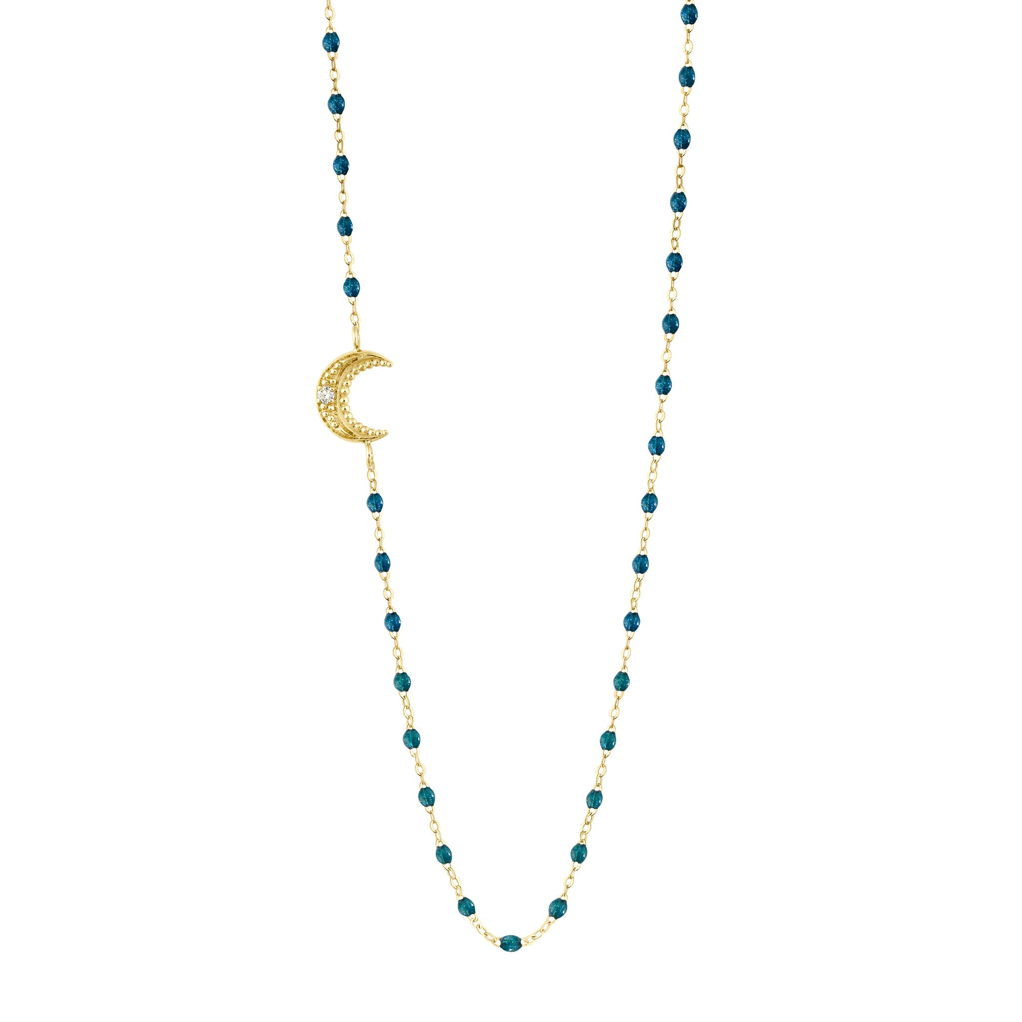 Collier jungle Lune, diamant, or jaune, 42 cm