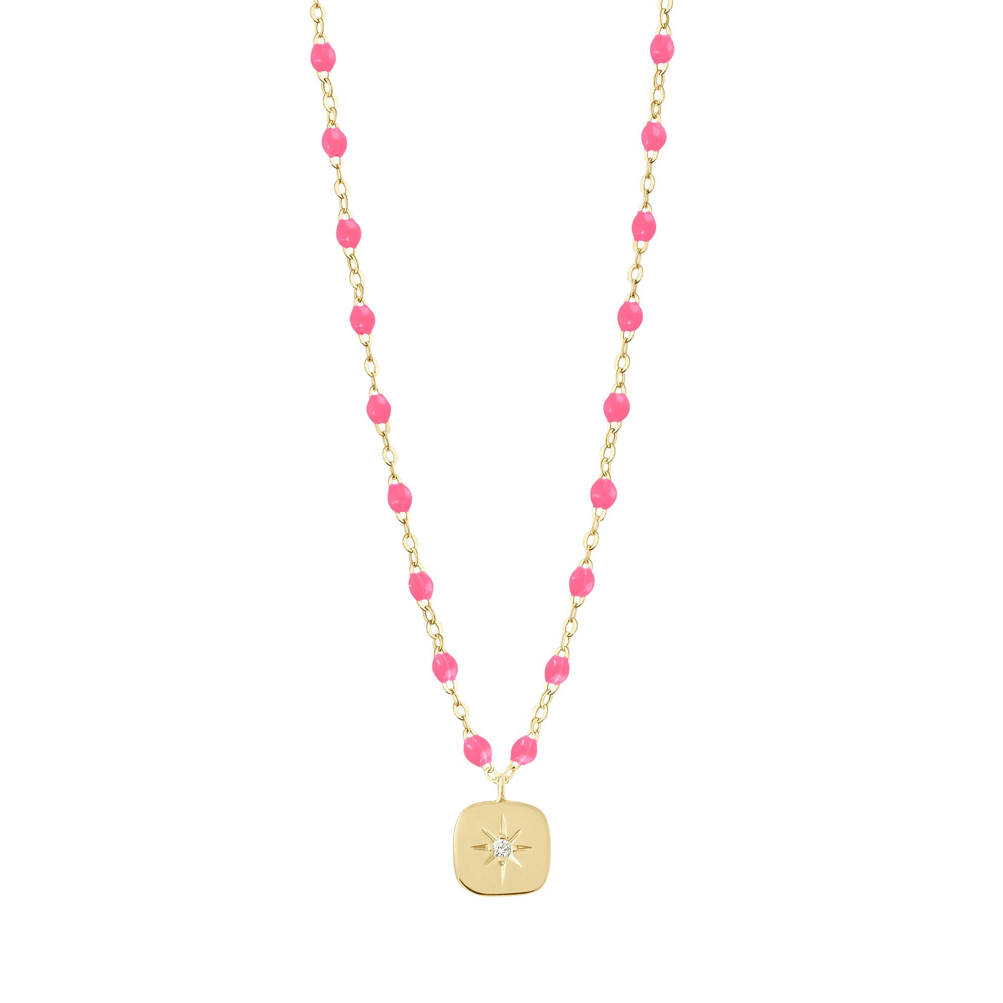 Collier rose fluo Miss Gigi, diamant, or jaune, 42 cm miss gigi Référence :  b1mg001j2942di -1