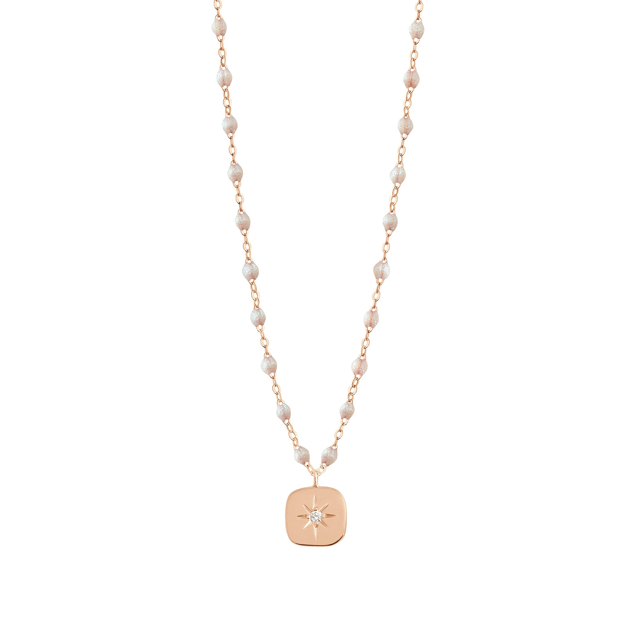 Collier opale Miss Gigi, diamant, or rose, 42 cm