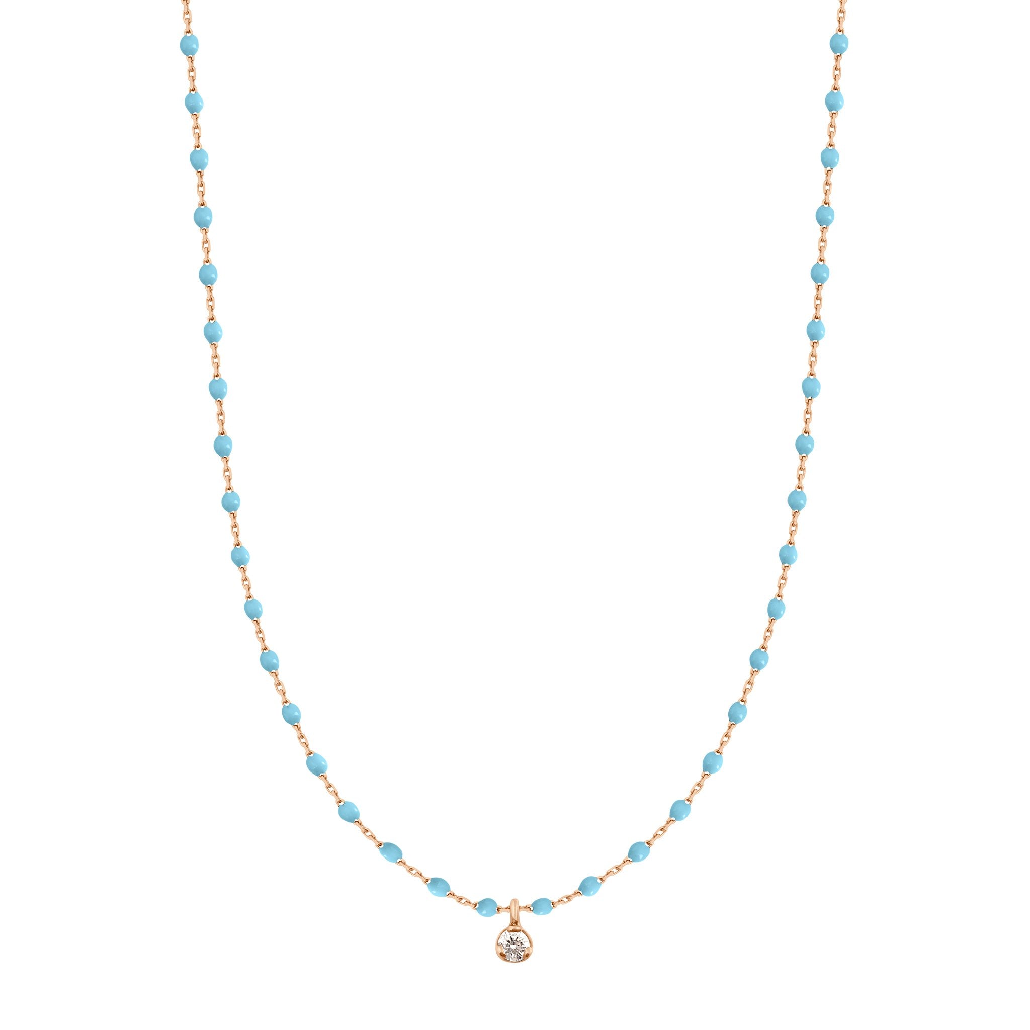 Collier turquoise Mini Gigi, or rose, 1 diamant, 40 cm mini gigi Référence :  b1mi001r3440di -1