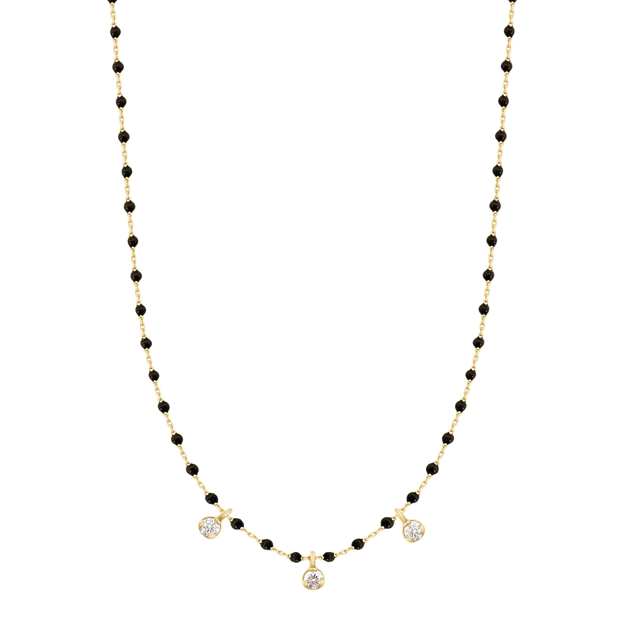 Collier noir Mini Gigi, or jaune, 3 diamants, 42 cm mini gigi Référence :  b1mi003j2042di -1