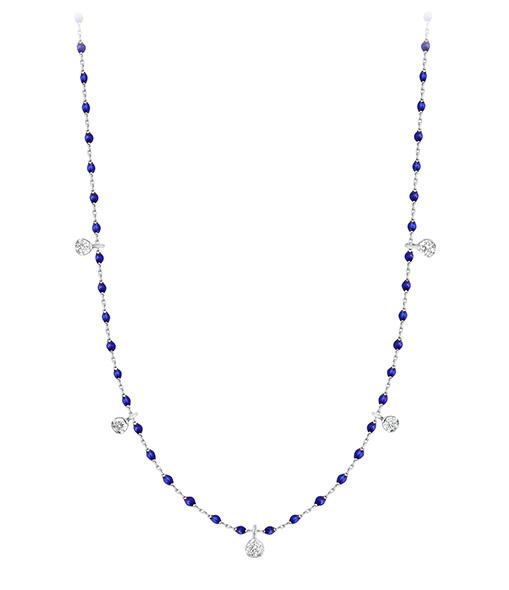 Collier prusse Mini Gigi, or blanc, 5 diamants, 55 cm mini gigi Référence :  b1mi005g0755di -1