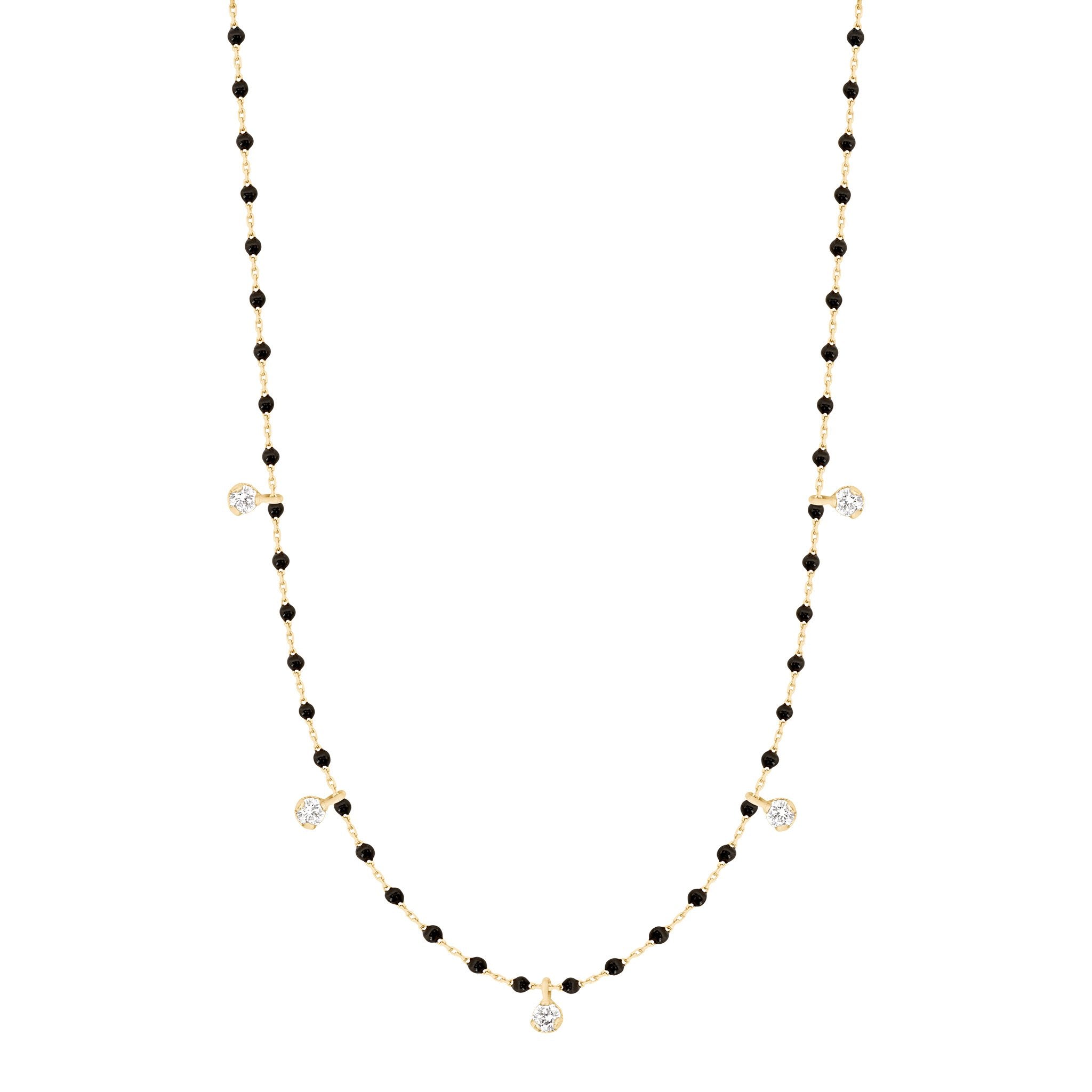 Collier noir Mini Gigi, or jaune, 5 diamants, 55 cm mini gigi Référence :  b1mi005j2055di -1